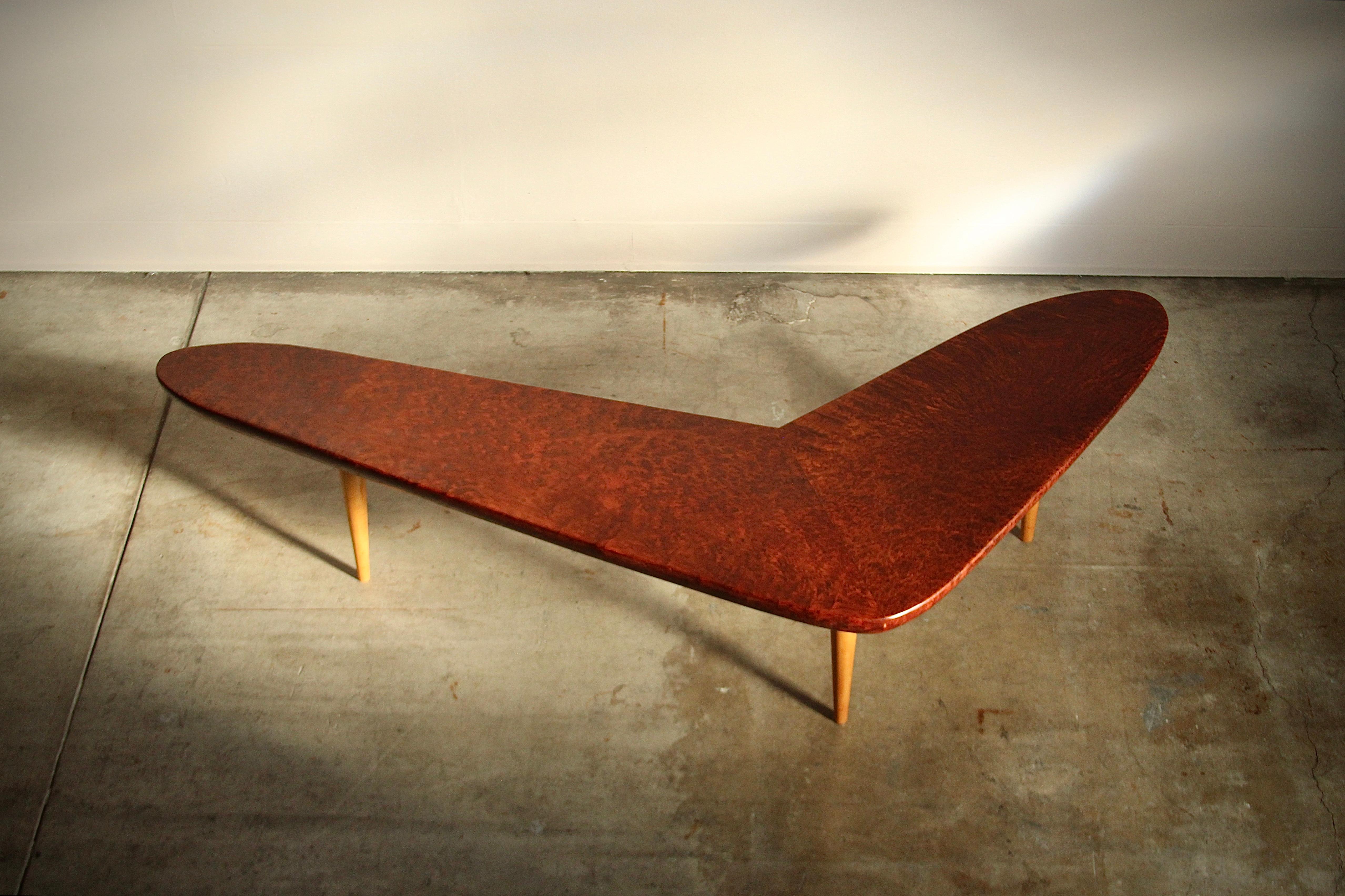 Studio Craft Redwood Burl Boomerang Coffee Table, 1950s For Sale 8