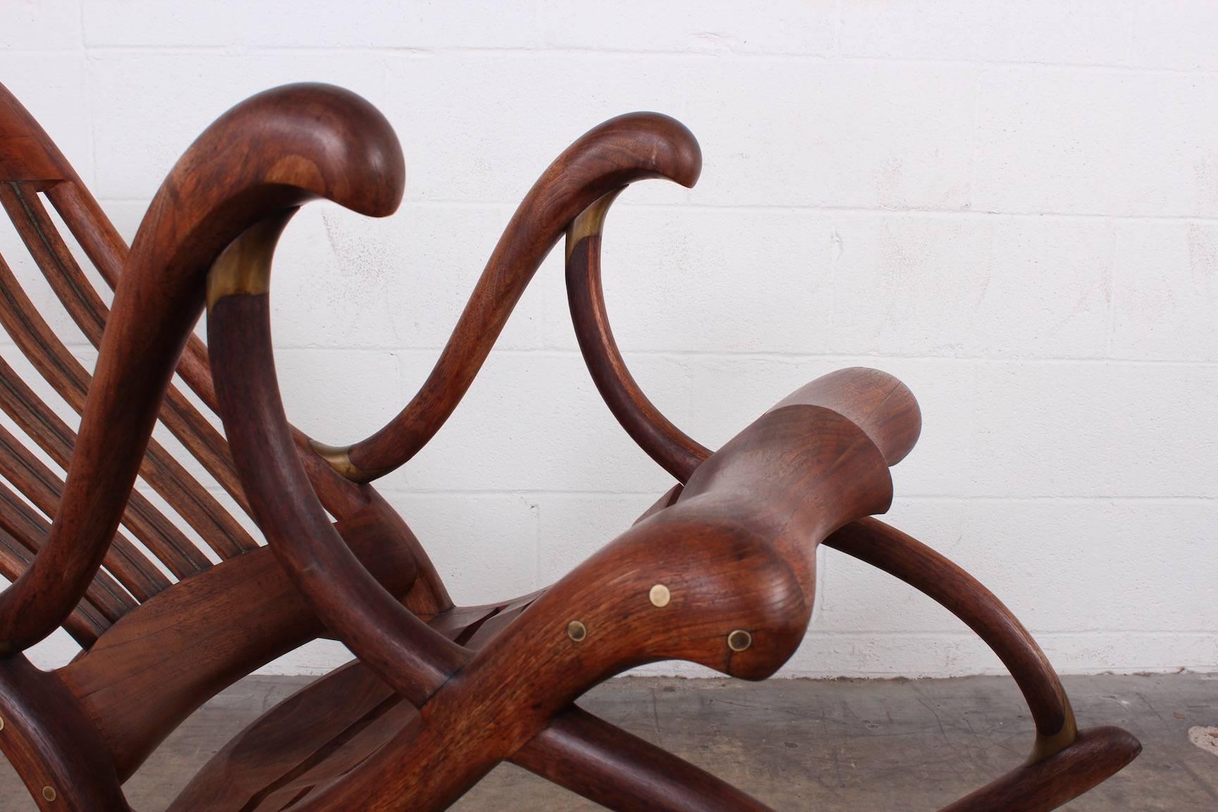 Walnut Studio Craft Rocking Chair by David Crawford For Sale