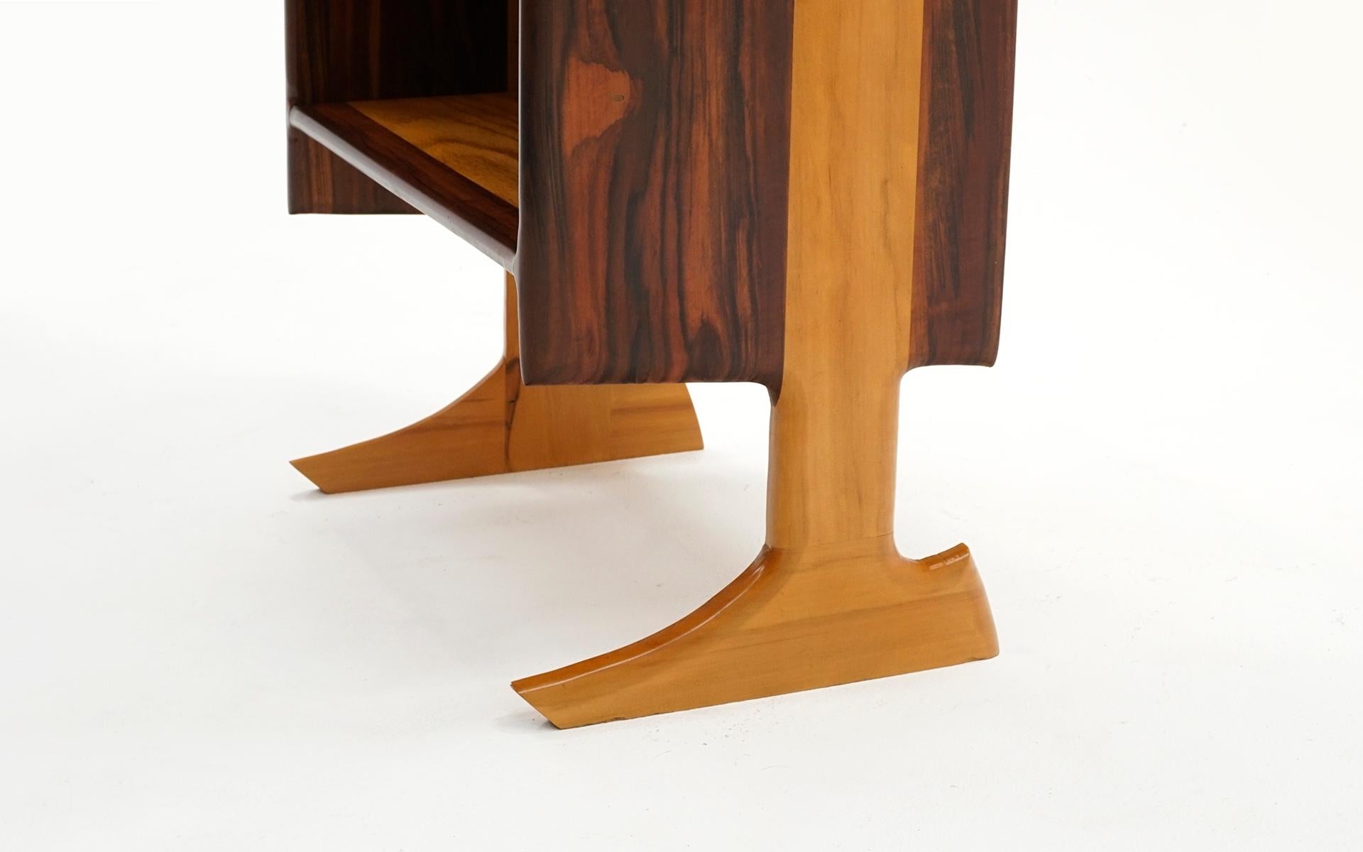 American Studio Craft Rosewood Bookcase, Four Shelves and Open Storage, Unique One off