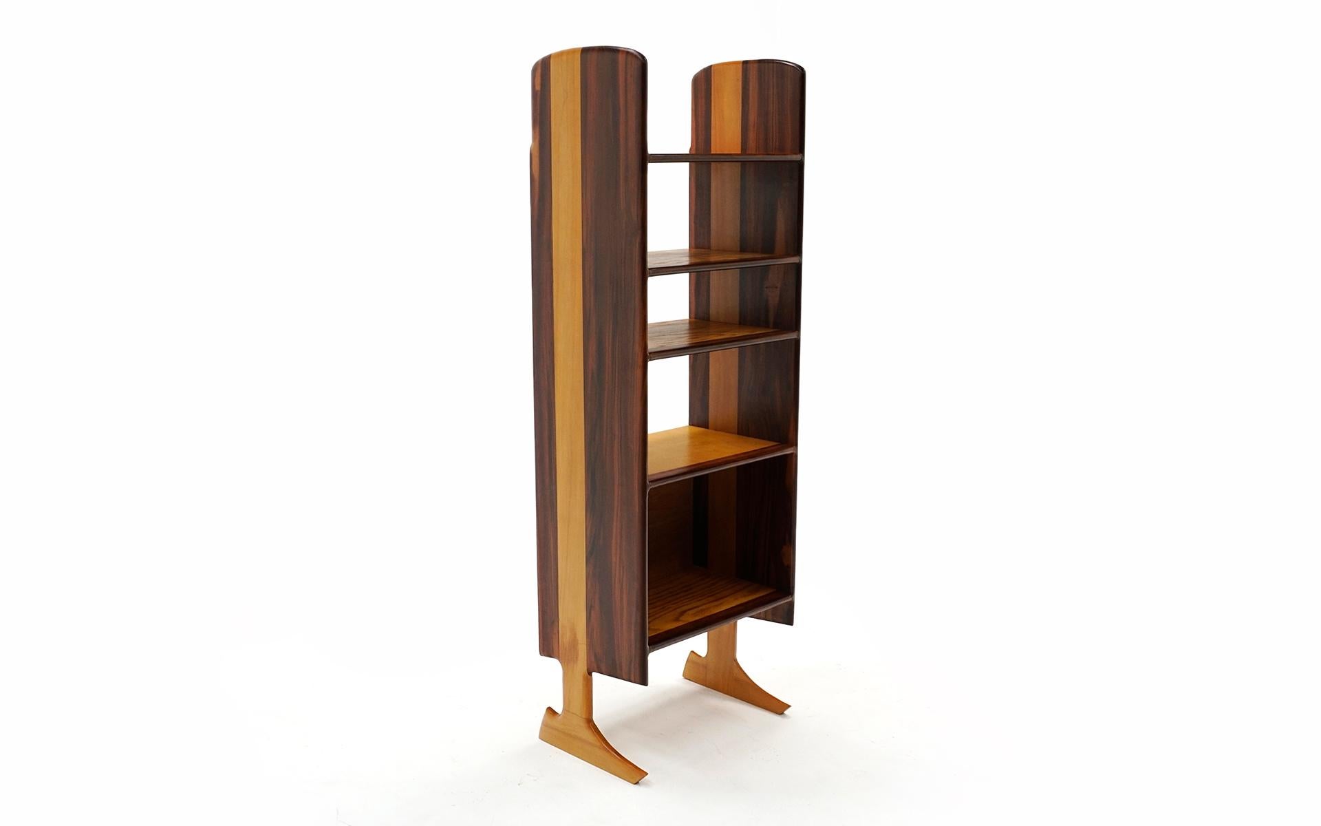 Studio Craft Rosewood Bookcase, Four Shelves and Open Storage, Unique One off In Good Condition For Sale In Kansas City, MO