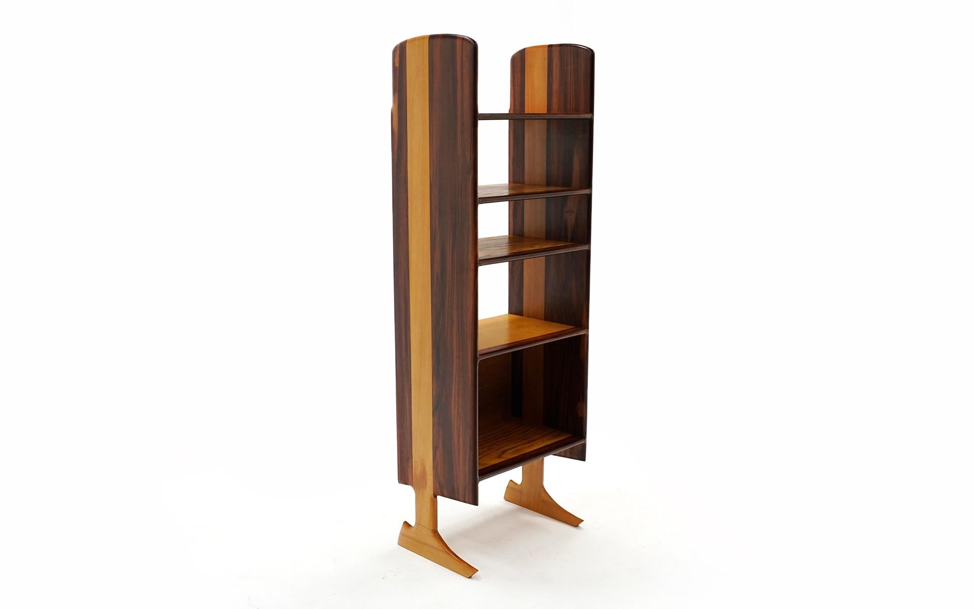 Studio Craft Rosewood Bookcase, Four Shelves and Open Storage, Unique One off In Good Condition In Kansas City, MO