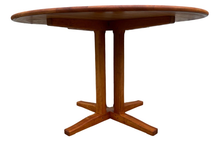 Mid-Century Modern Studio Craft Round Solid Cherry Dining table by Charles Shackleton Vermont For Sale