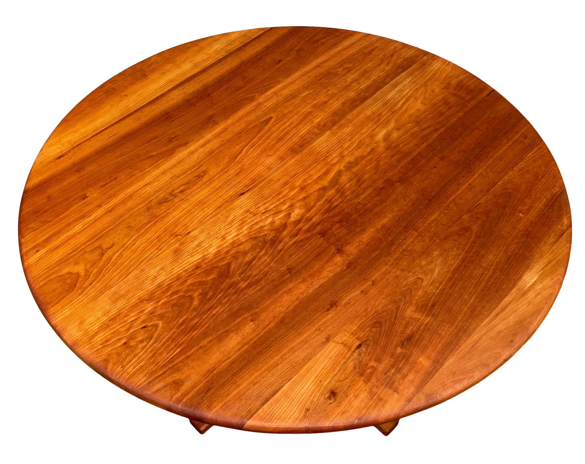 Mid-Century Modern Studio Craft Round Solid Cherry Dining table by Charles Shackleton Vermont