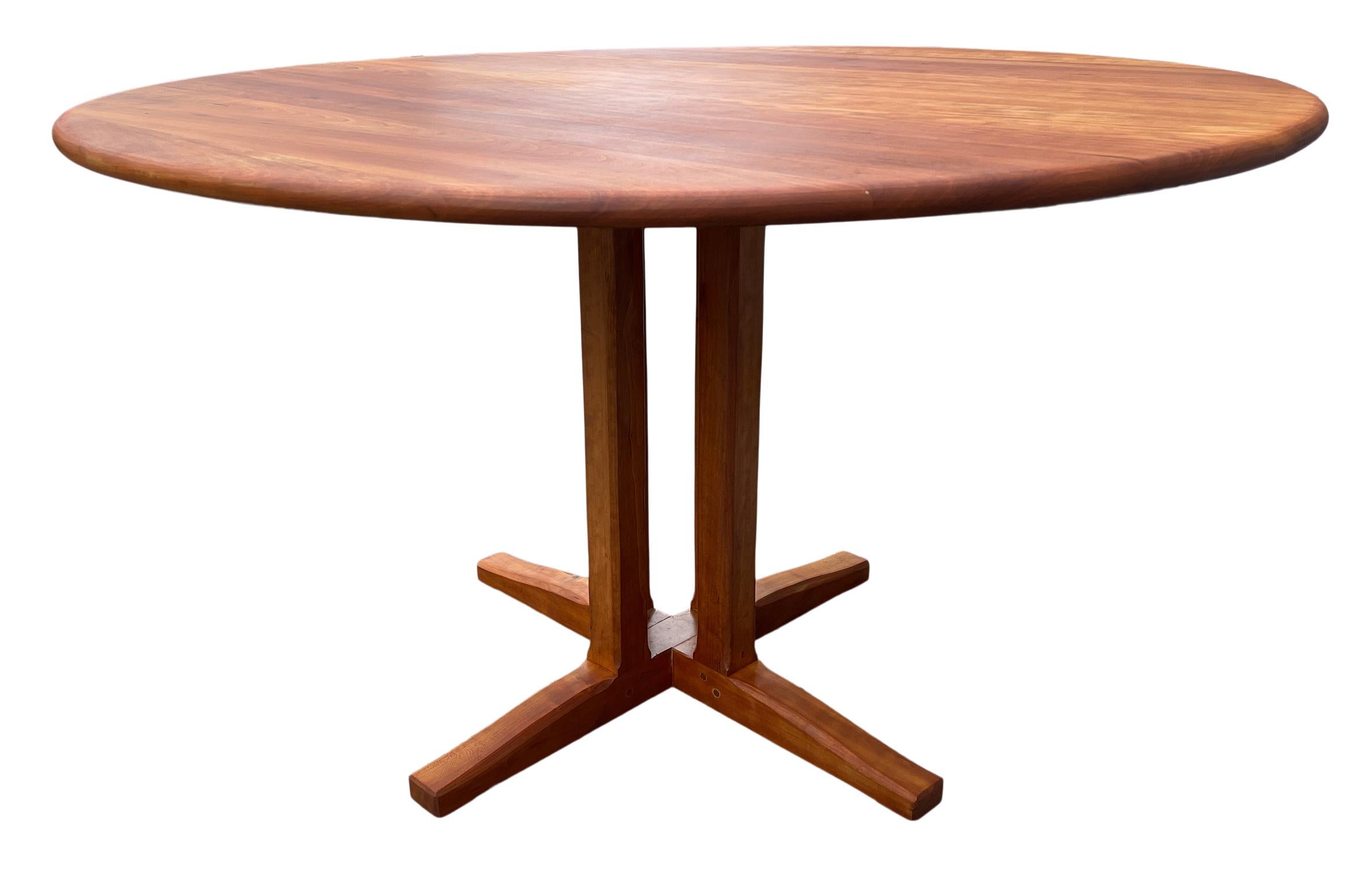 American Studio Craft Round Solid Cherry Dining table by Charles Shackleton Vermont