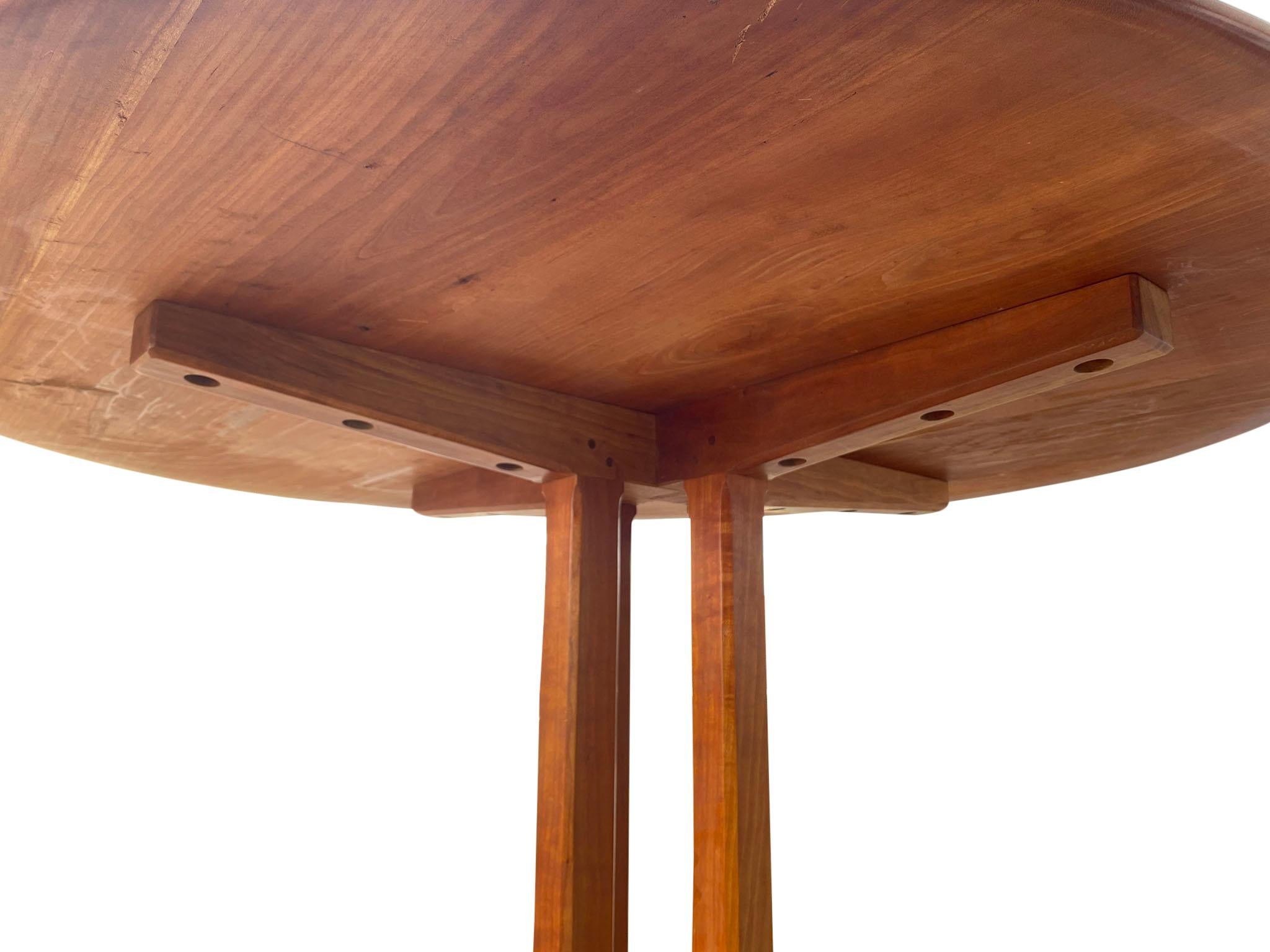 Mid-Century Modern Studio Craft Round Solid Cherry Dining table by Charles Shackleton Vermont