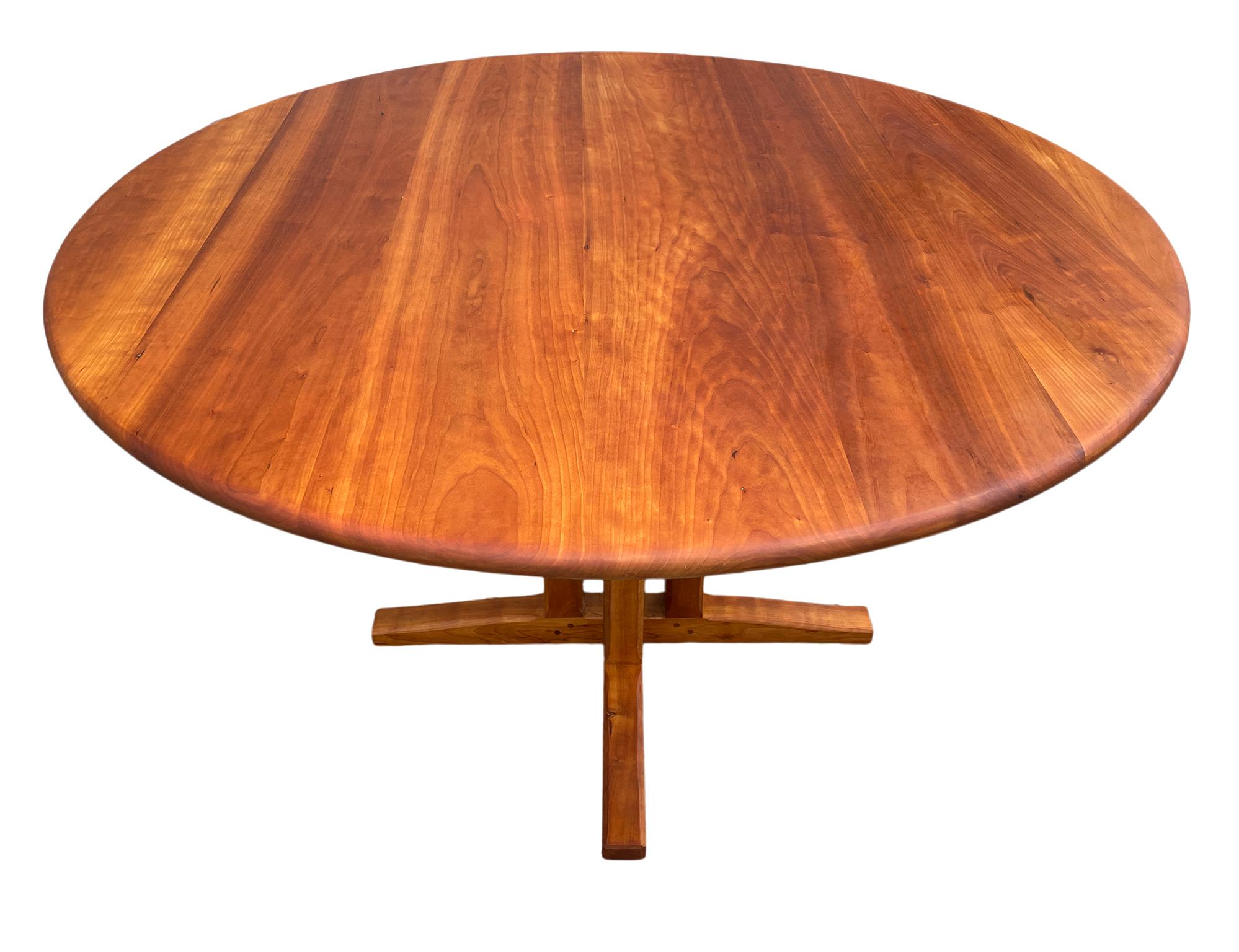 Late 20th Century Studio Craft Round Solid Cherry Dining table by Charles Shackleton Vermont