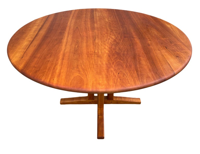 Studio Craft Round Solid Cherry Dining table by Charles Shackleton Vermont For Sale 1