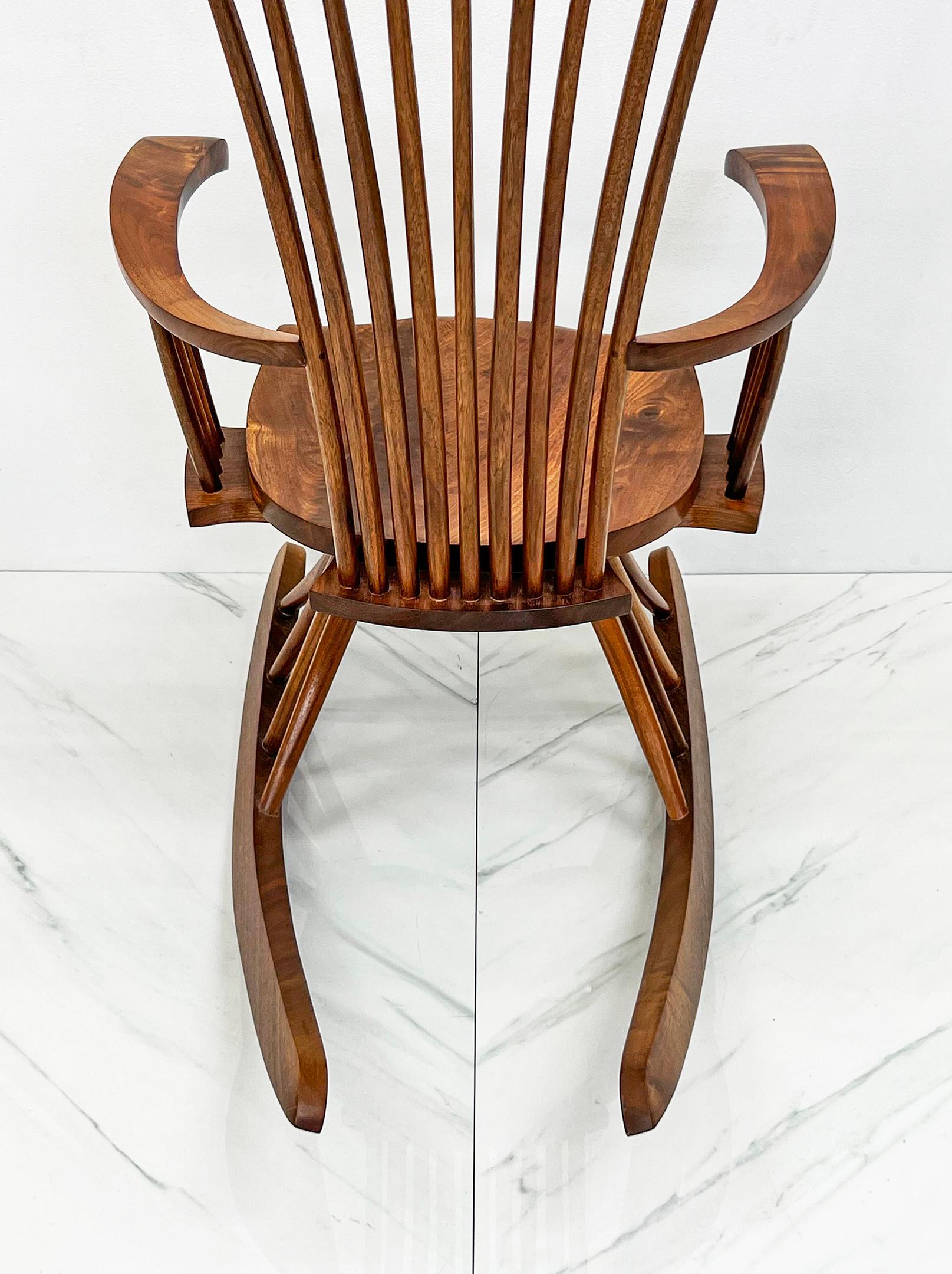 Studio Craft Sculpted Walnut Rocking Chair By Jeffrey Greene For Sale 5