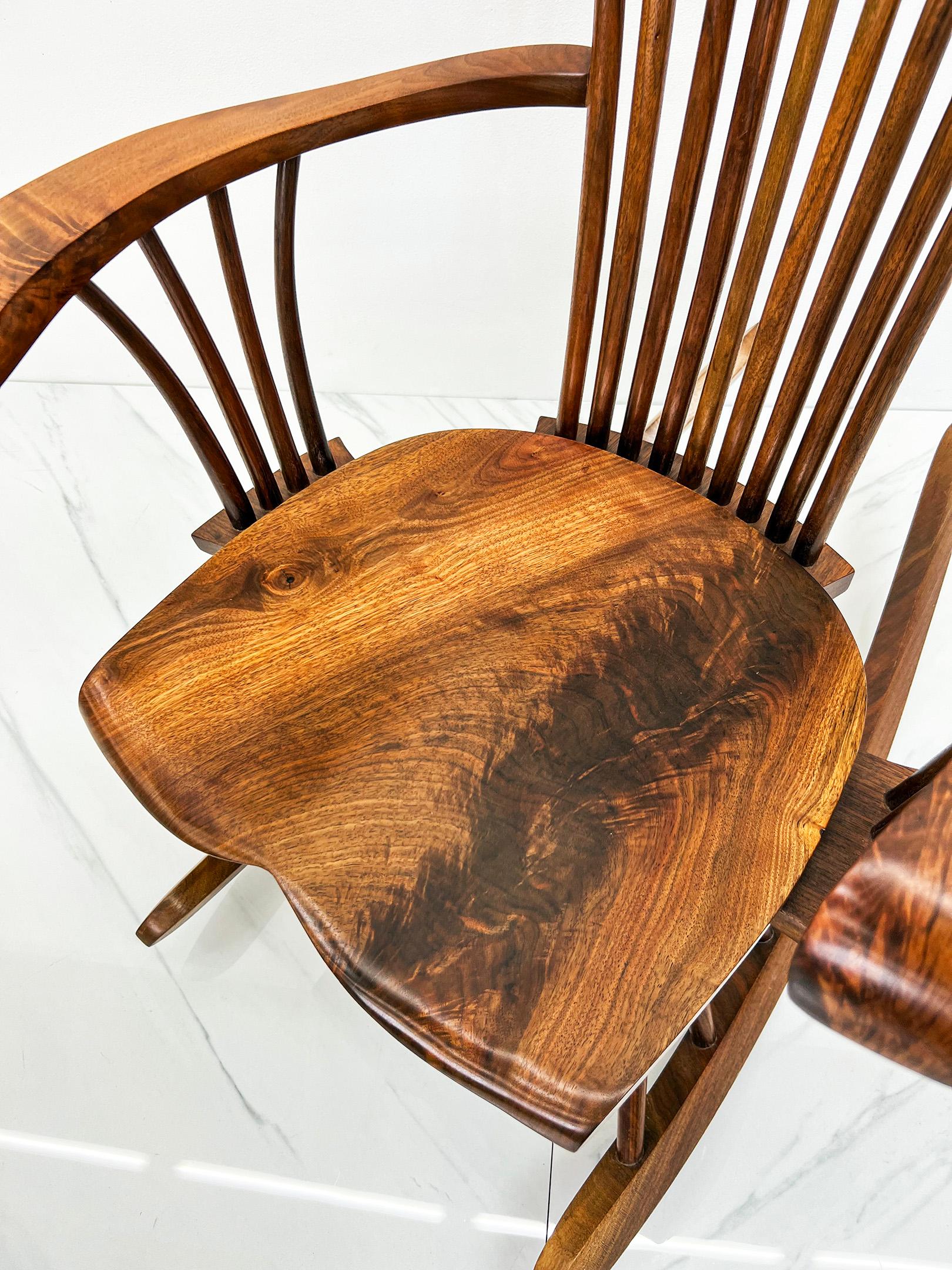 Studio A Sculpted Walnut Rocking Chair di Jeffrey Greene & Greene in vendita 1