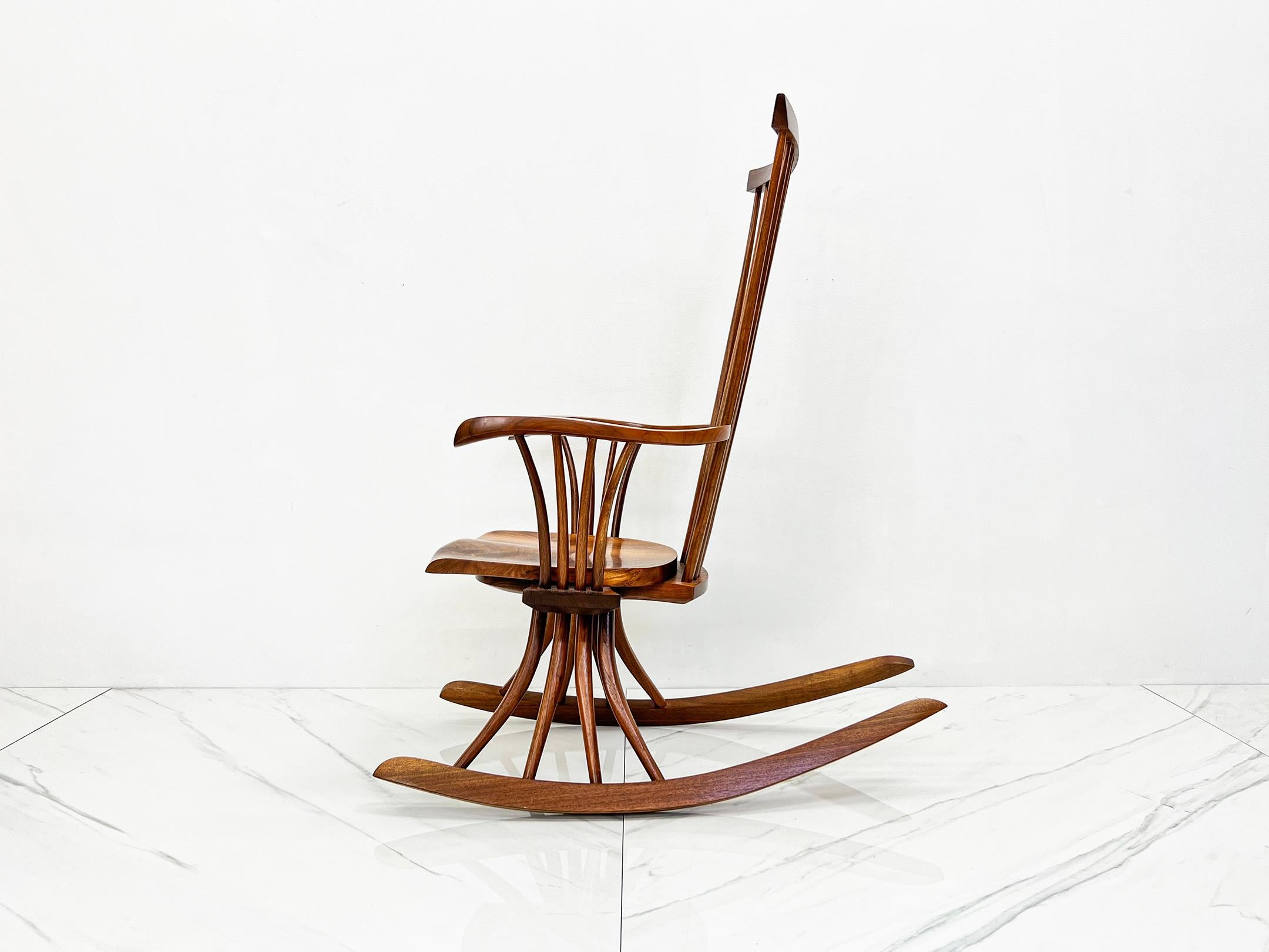 Studio Craft Sculpted Walnut Rocking Chair By Jeffrey Greene For Sale 2