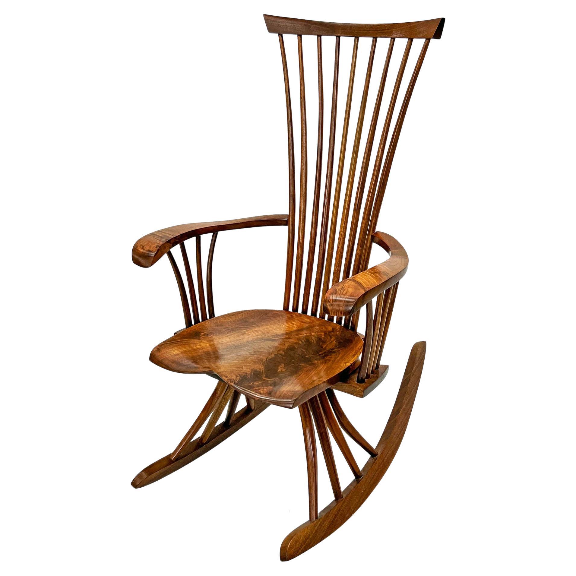 Studio Craft Sculpted Walnut Rocking Chair By Jeffrey Greene