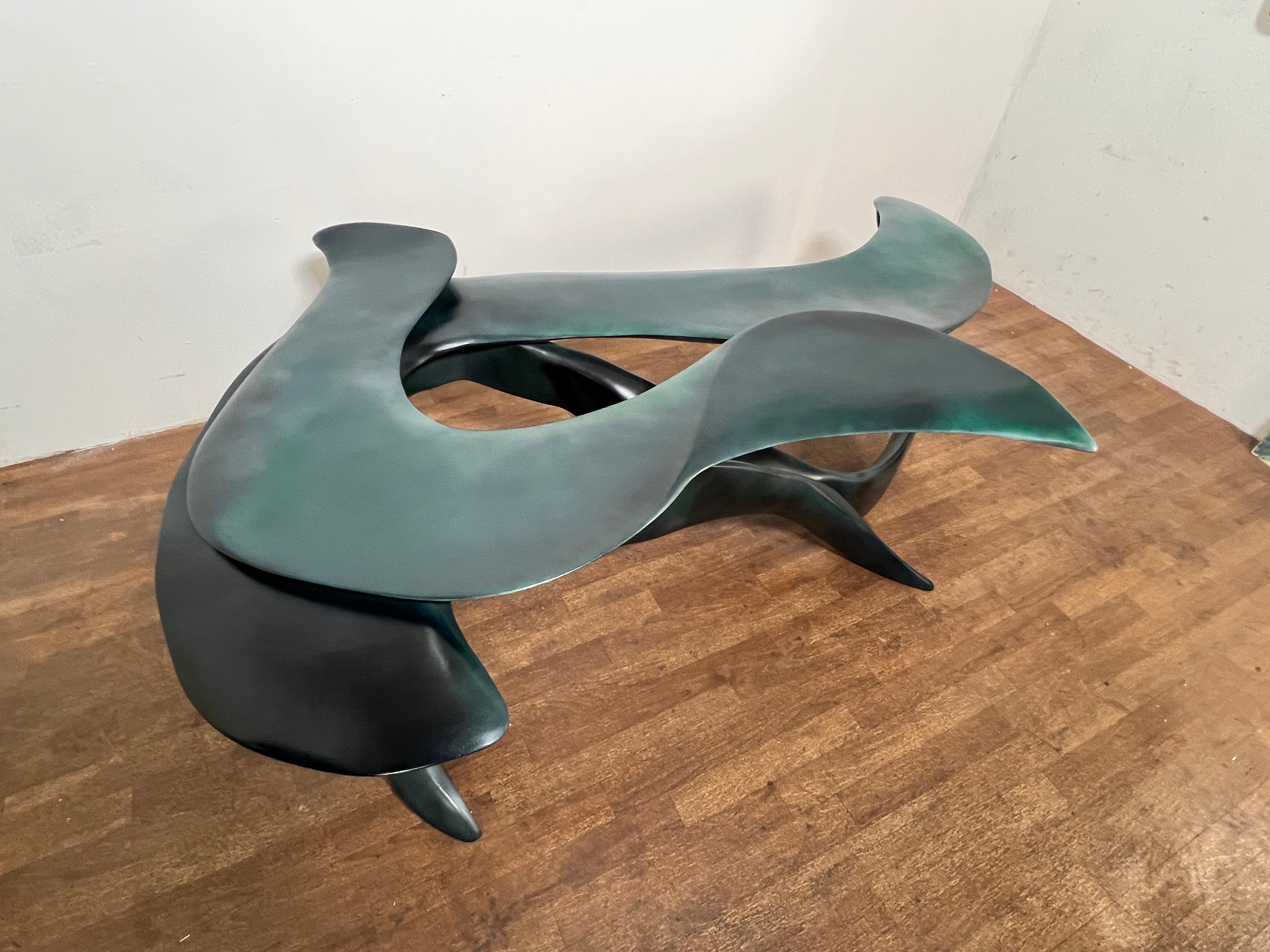 Post-Modern Studio Craft Sculptural and Organic Coffee Table Signed Walsh, Dated 1989 For Sale