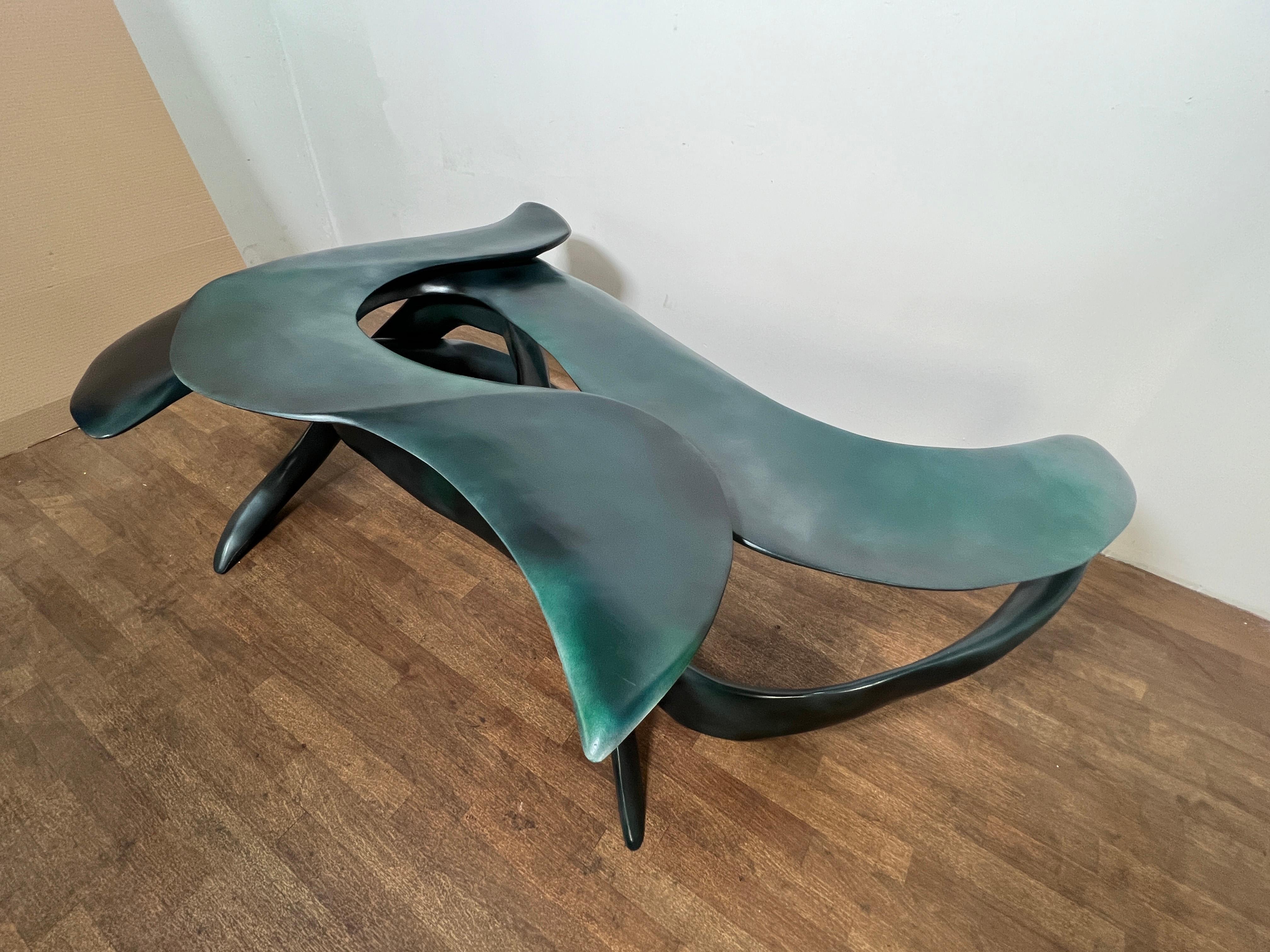 American Studio Craft Sculptural and Organic Coffee Table Signed Walsh, Dated 1989 For Sale