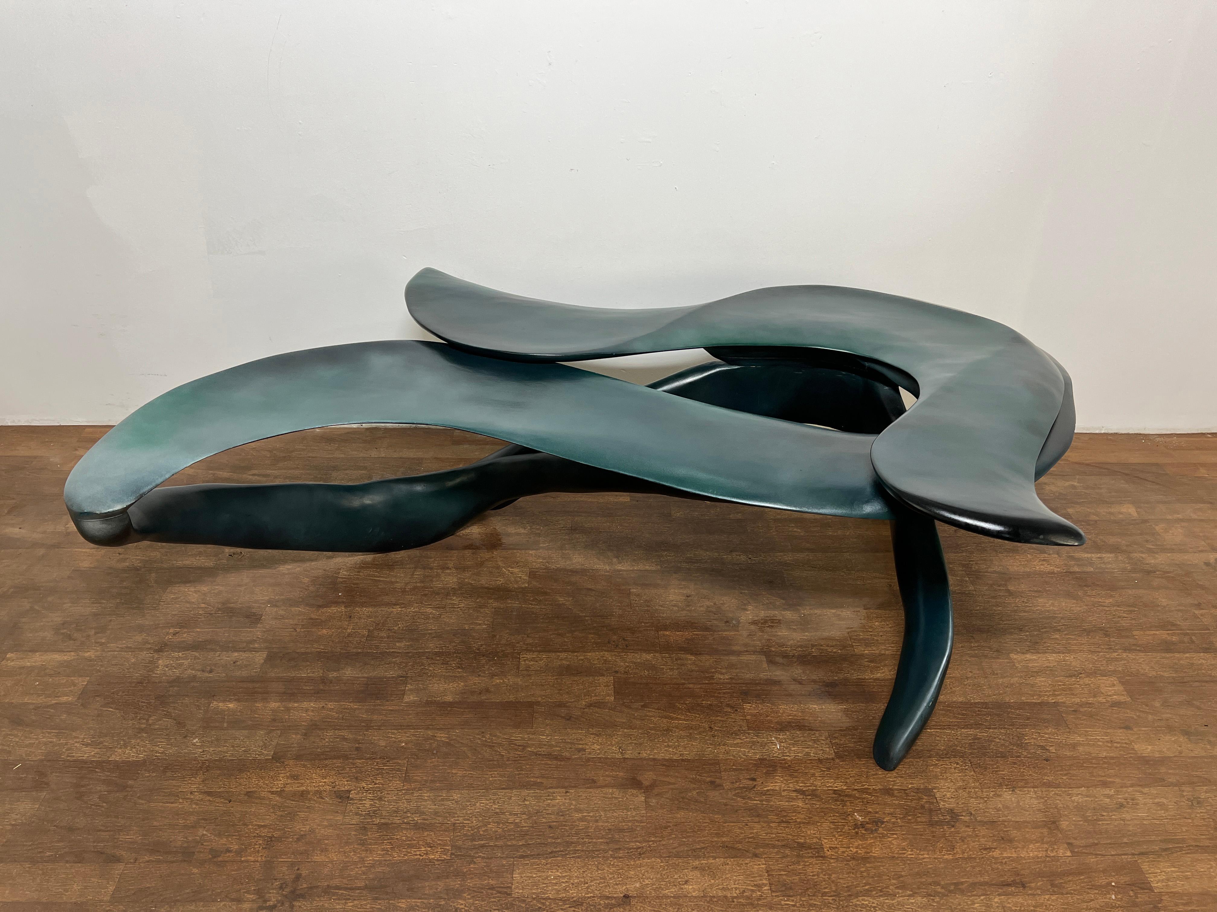 Studio Craft Sculptural and Organic Coffee Table Signed Walsh, Dated 1989 In Good Condition For Sale In Peabody, MA
