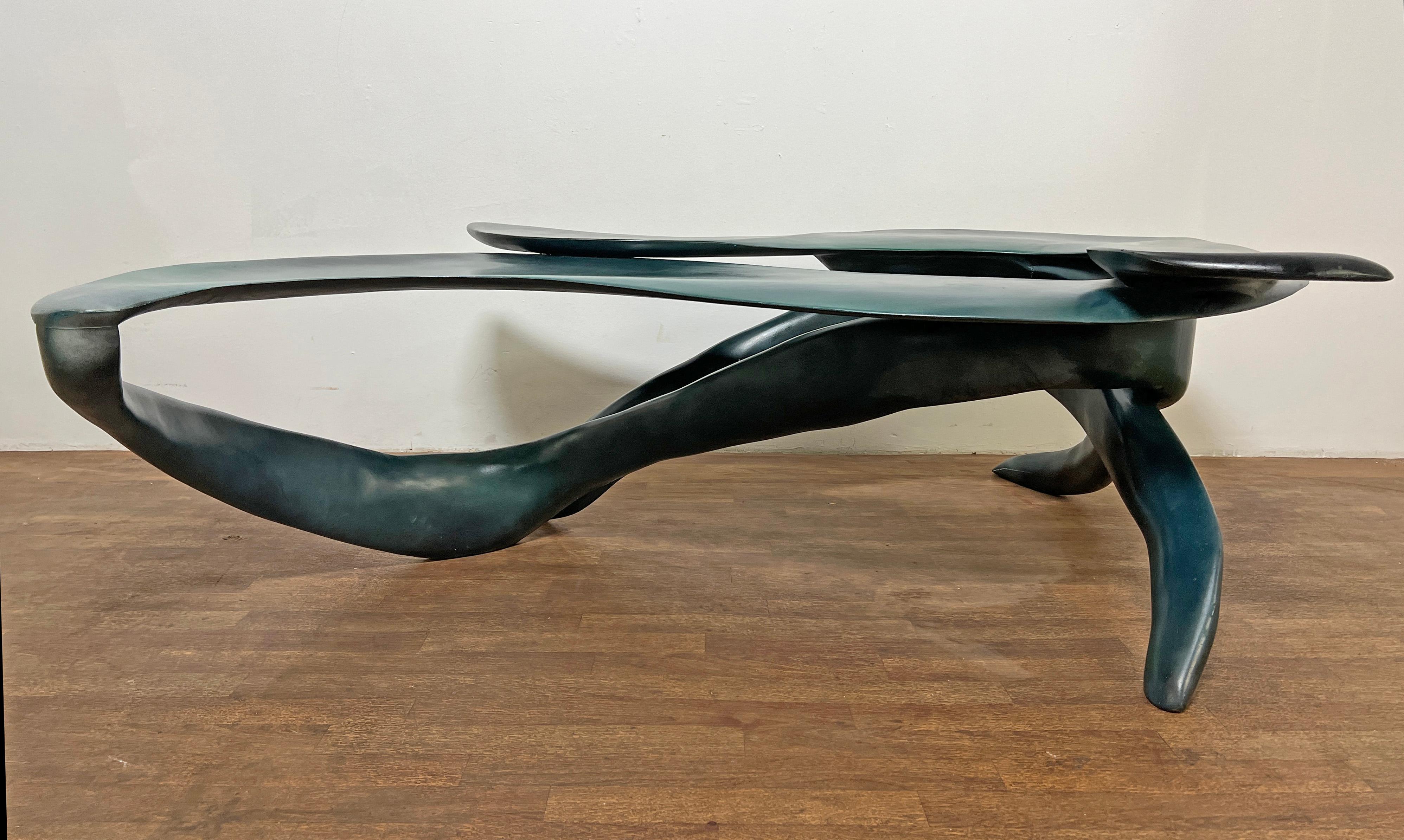Studio Craft Sculptural and Organic Coffee Table Signed Walsh, Dated 1989 For Sale 1