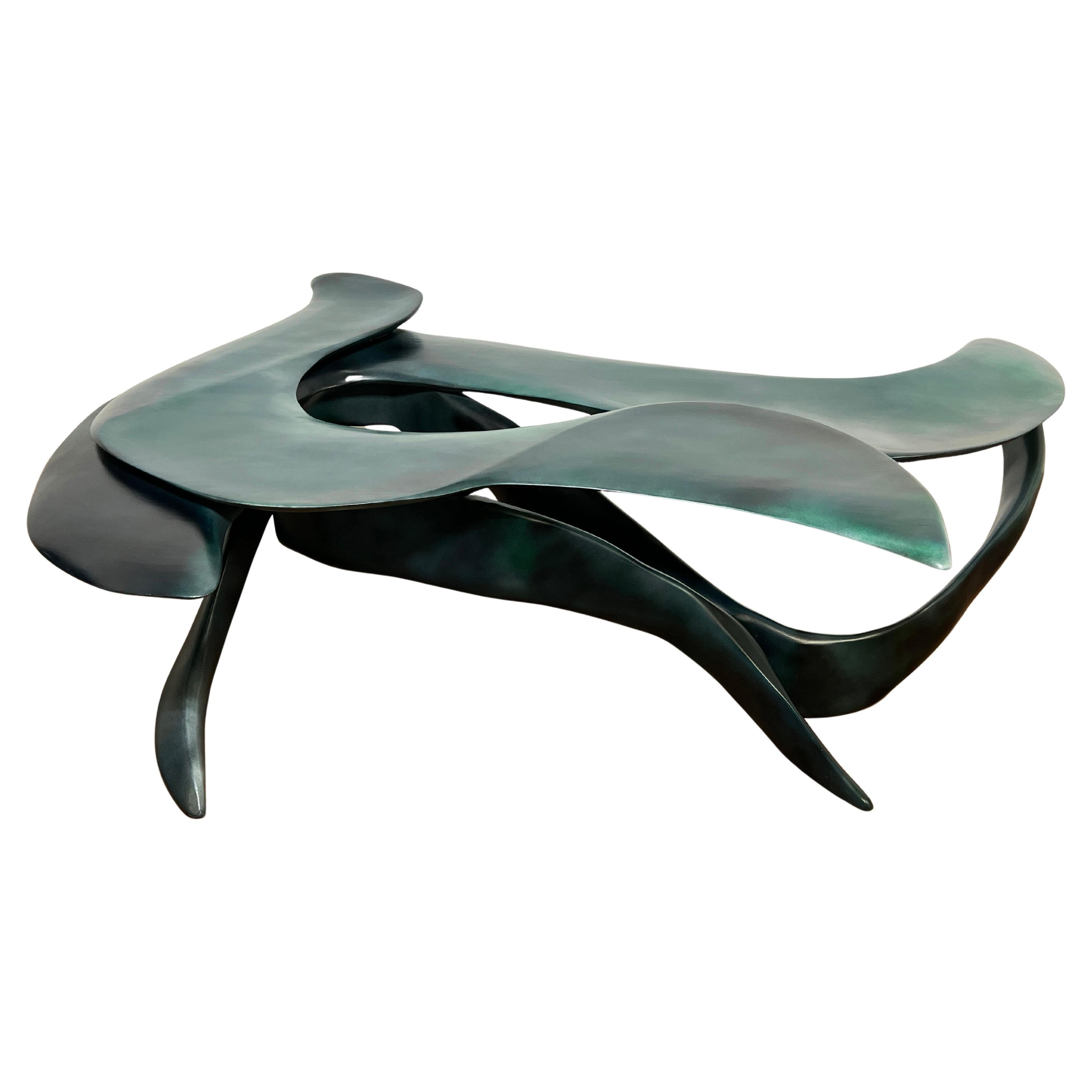 Studio Craft Sculptural and Organic Coffee Table Signed Walsh, Dated 1989