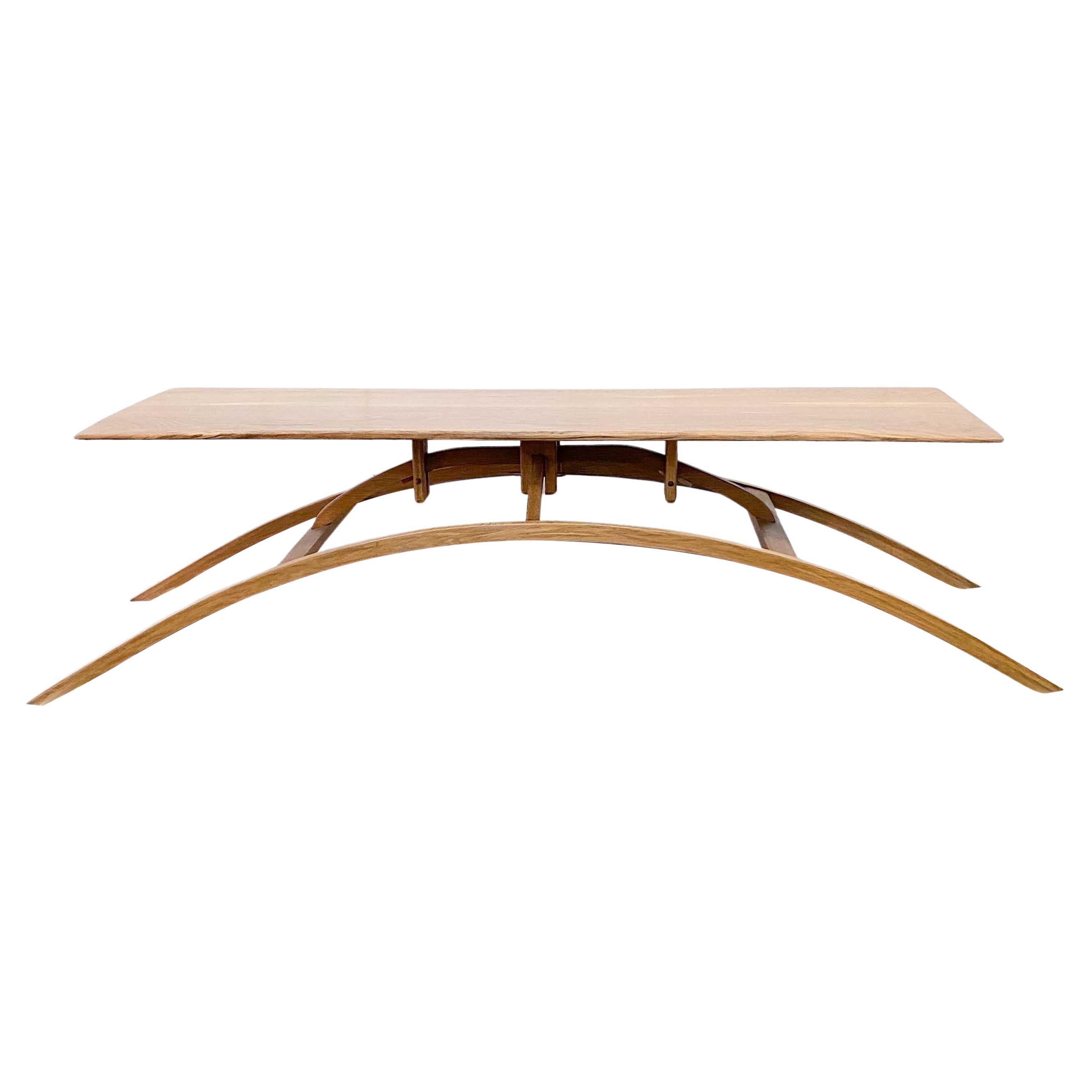Studio Craft Spider Leg Unique White Oak Coffee Table, c. 1980