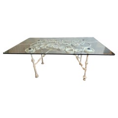 Studio Craft Table Base of Cast Iron Gears and Rr Spikes Welded 1970s