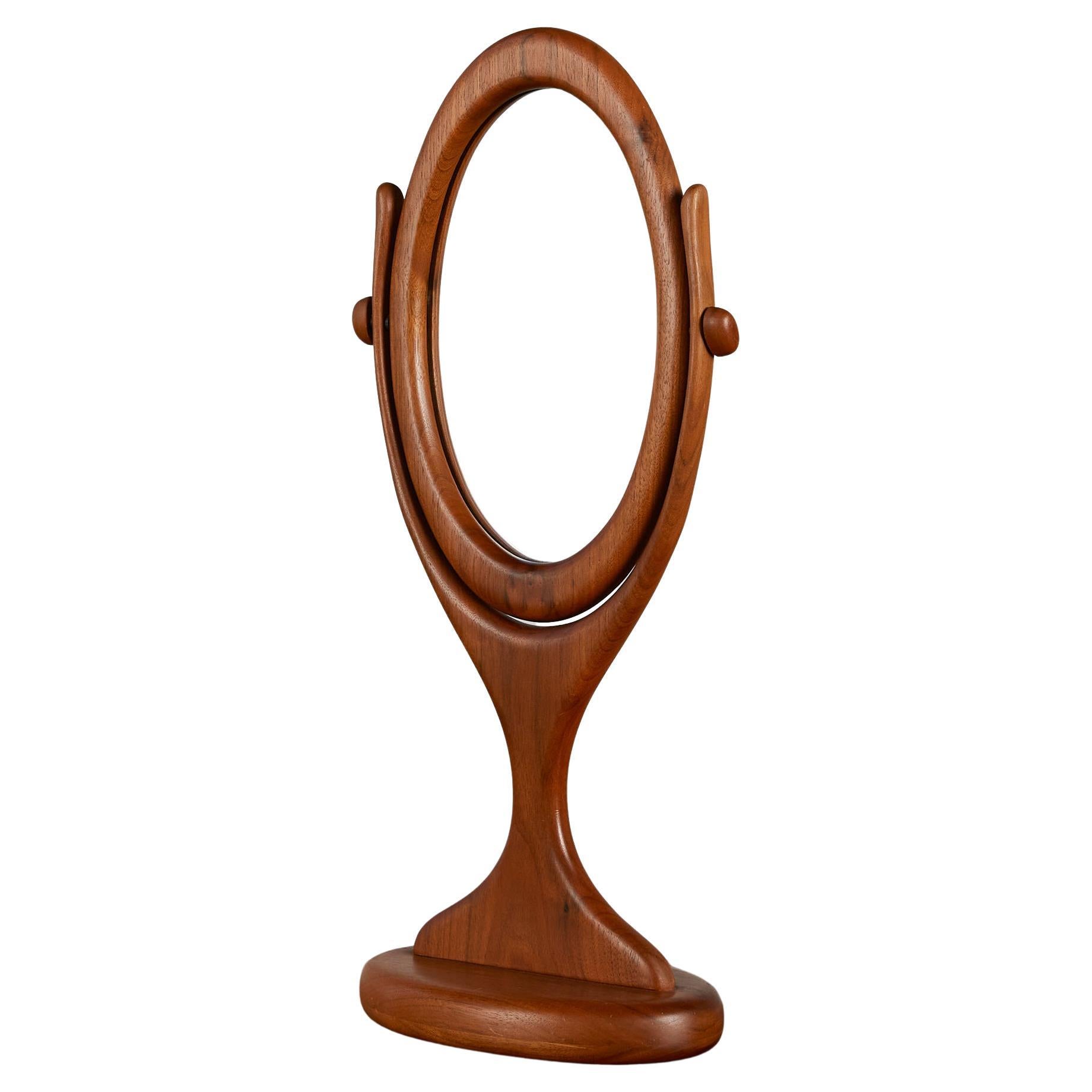 Studio Craft Walnut Free Standing Vanity Mirror For Sale