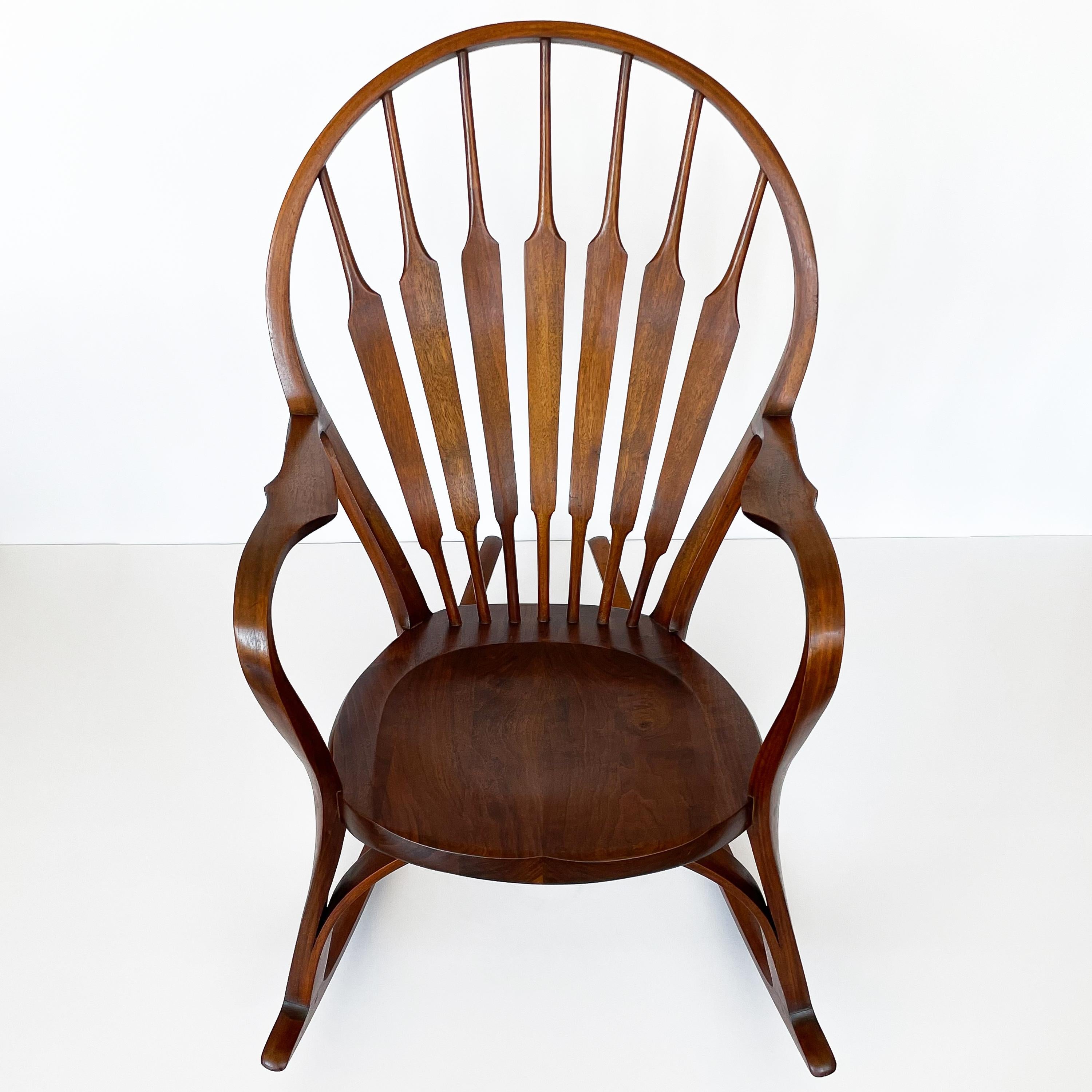 Mid-Century Modern Studio Craft Walnut Rocking Chair by Steven Foley, circa 1978