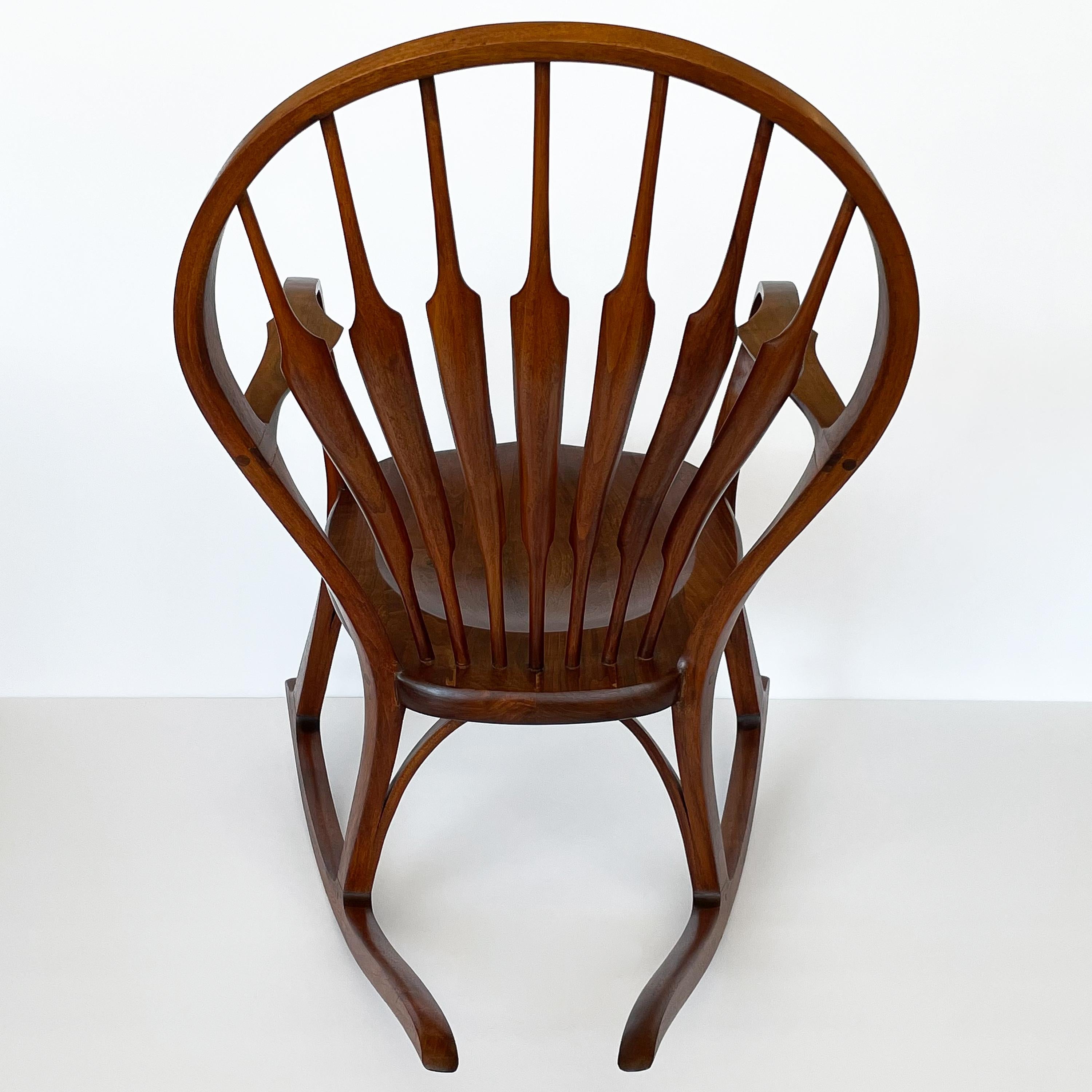 Studio Craft Walnut Rocking Chair by Steven Foley, circa 1978 In Good Condition In Chicago, IL