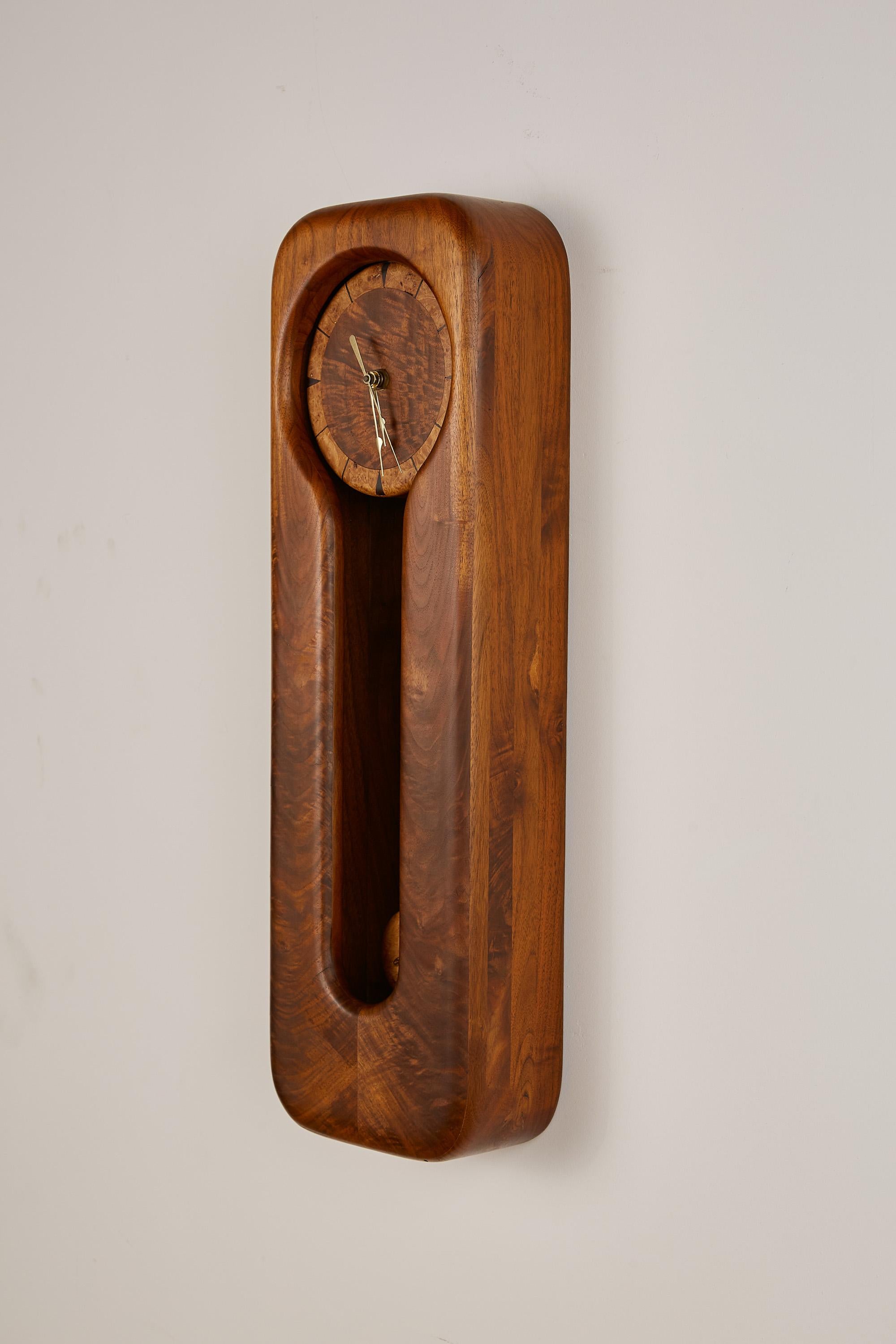 Mid-Century Modern Studio Craft Walnut Wall Mounted Pendulum Clock