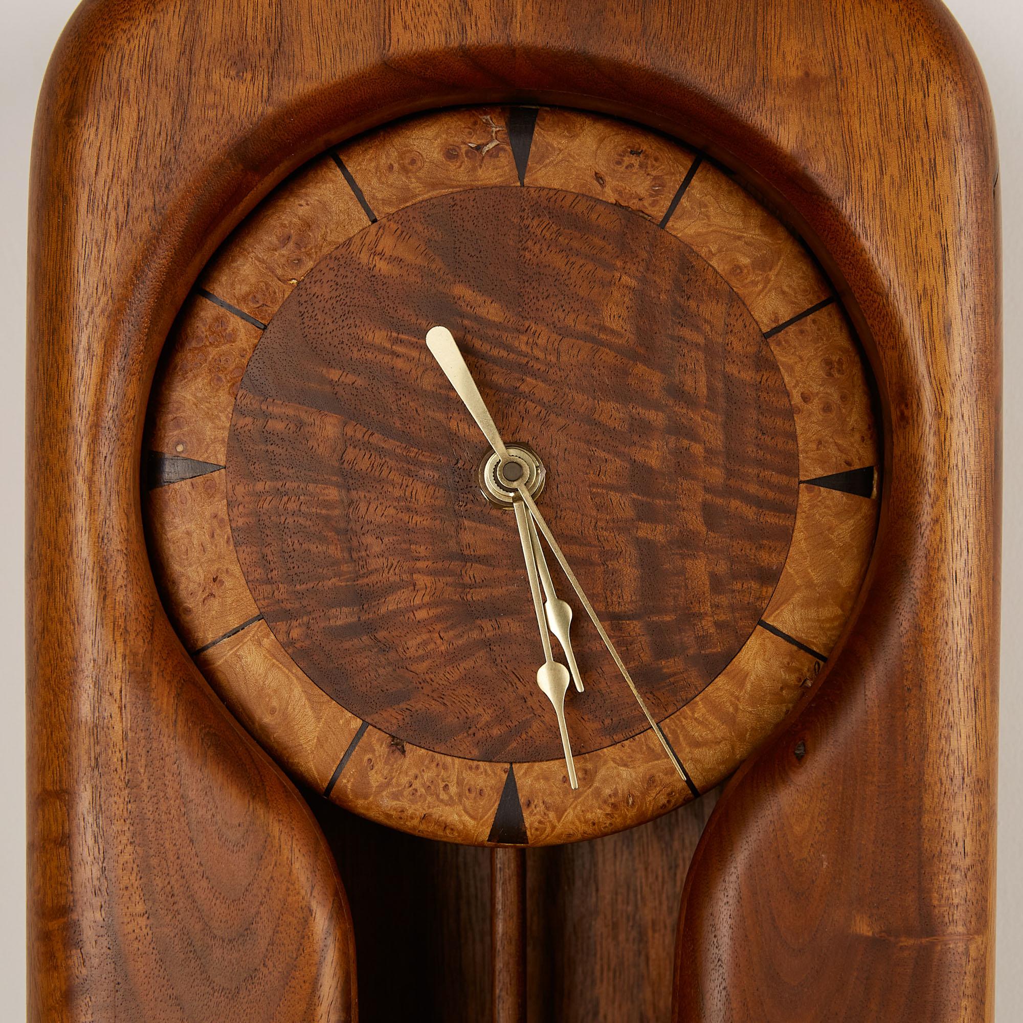 American Studio Craft Walnut Wall Mounted Pendulum Clock