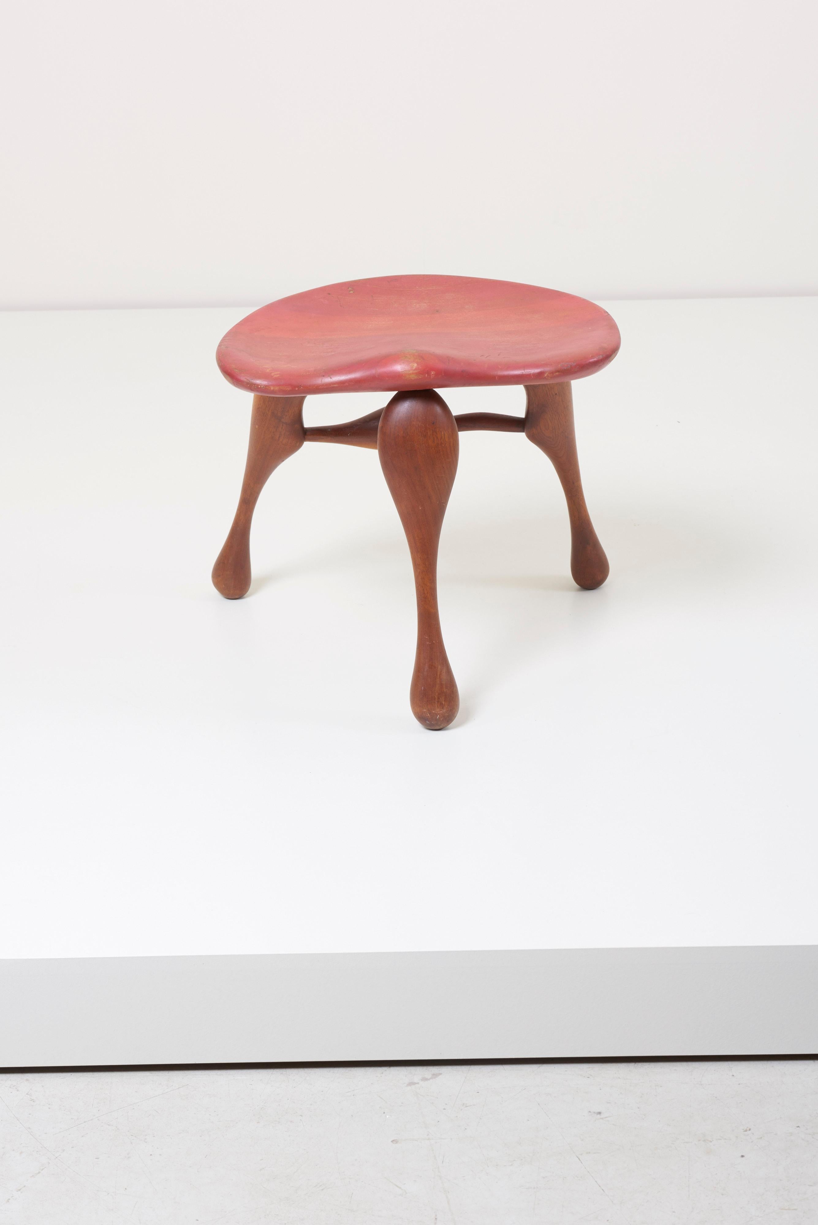 American Craftsman Studio Craft Wooden Stool by Ron Curtis, US, 1950s