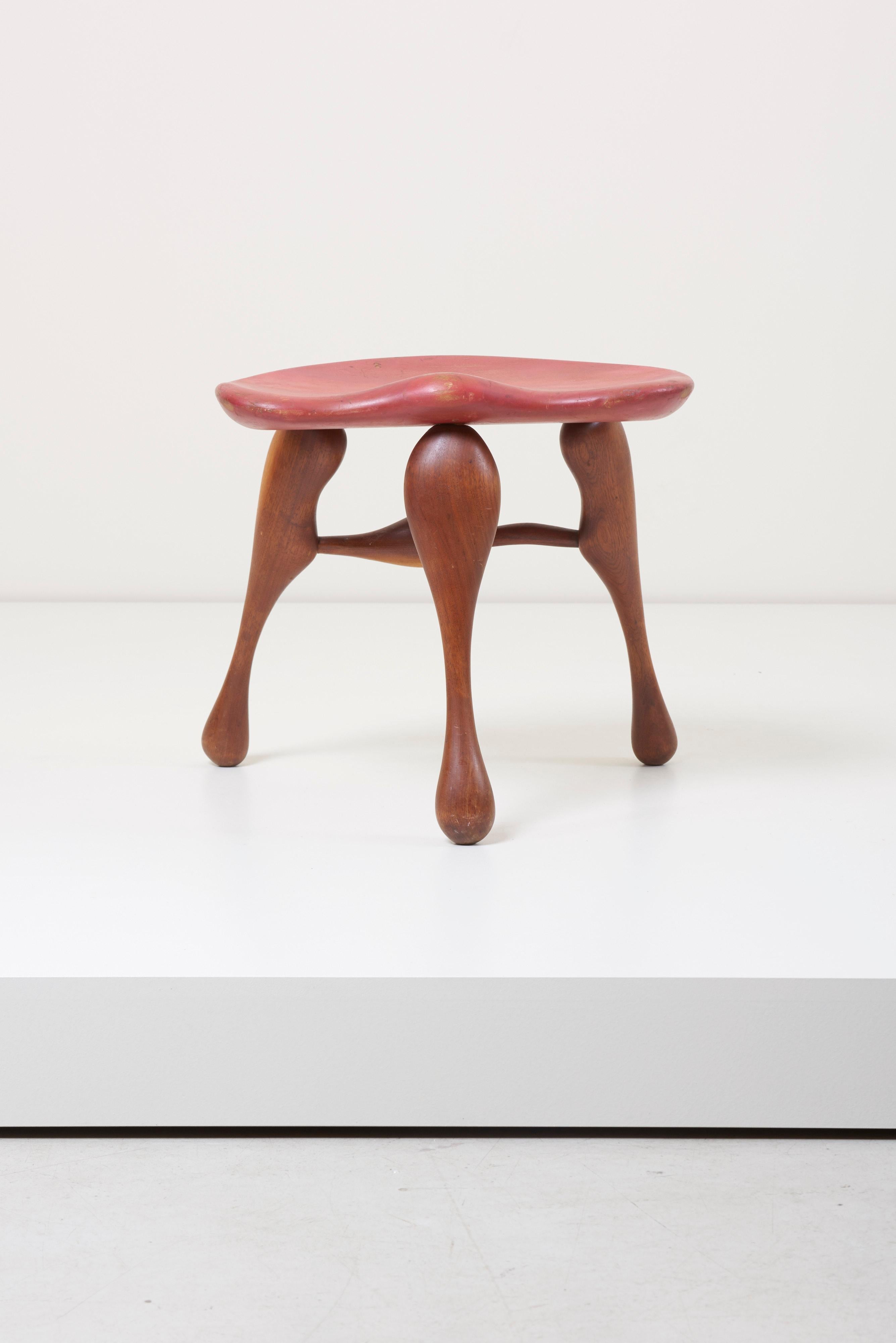 American Studio Craft Wooden Stool by Ron Curtis, US, 1950s