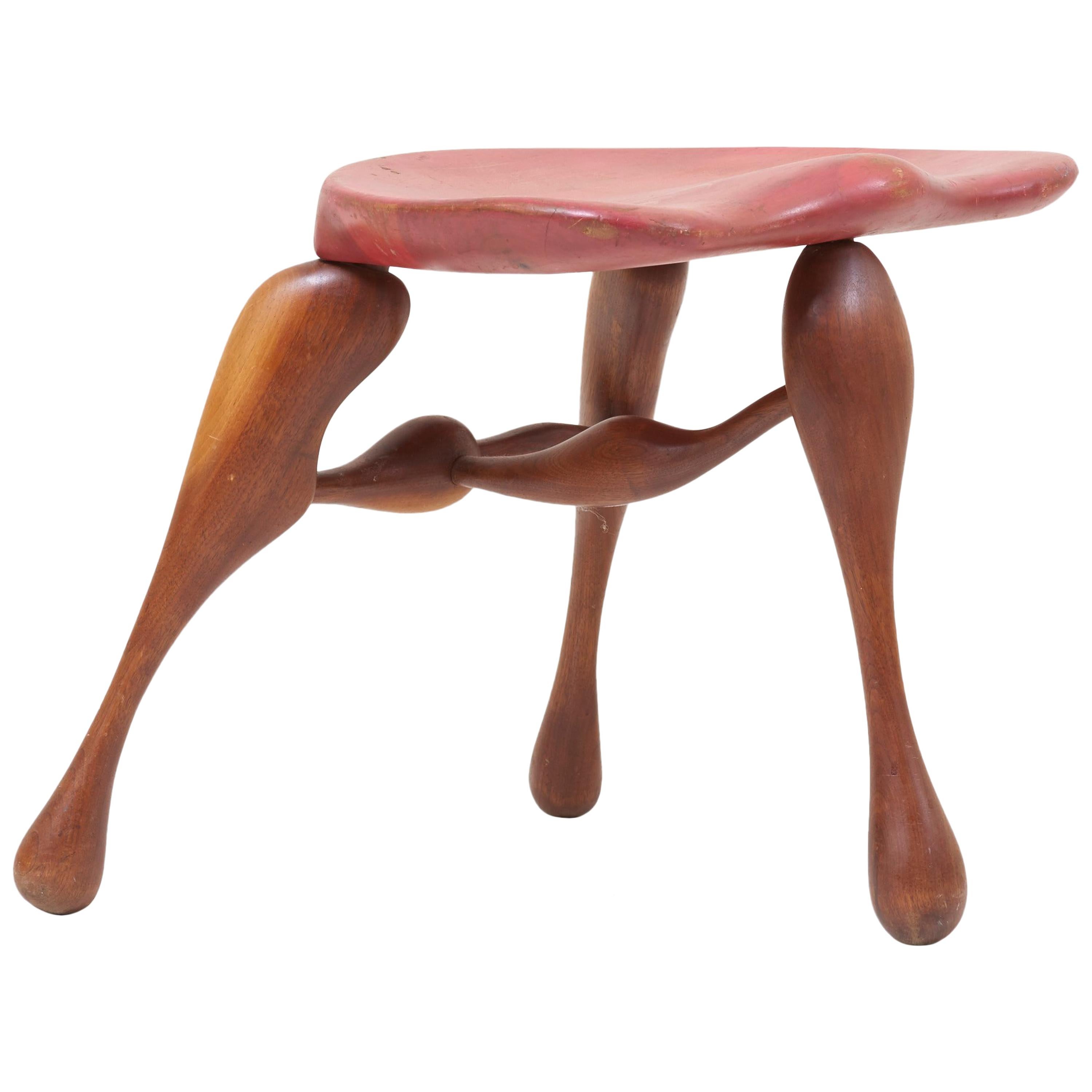 Studio Craft Wooden Stool by Ron Curtis, US, 1950s