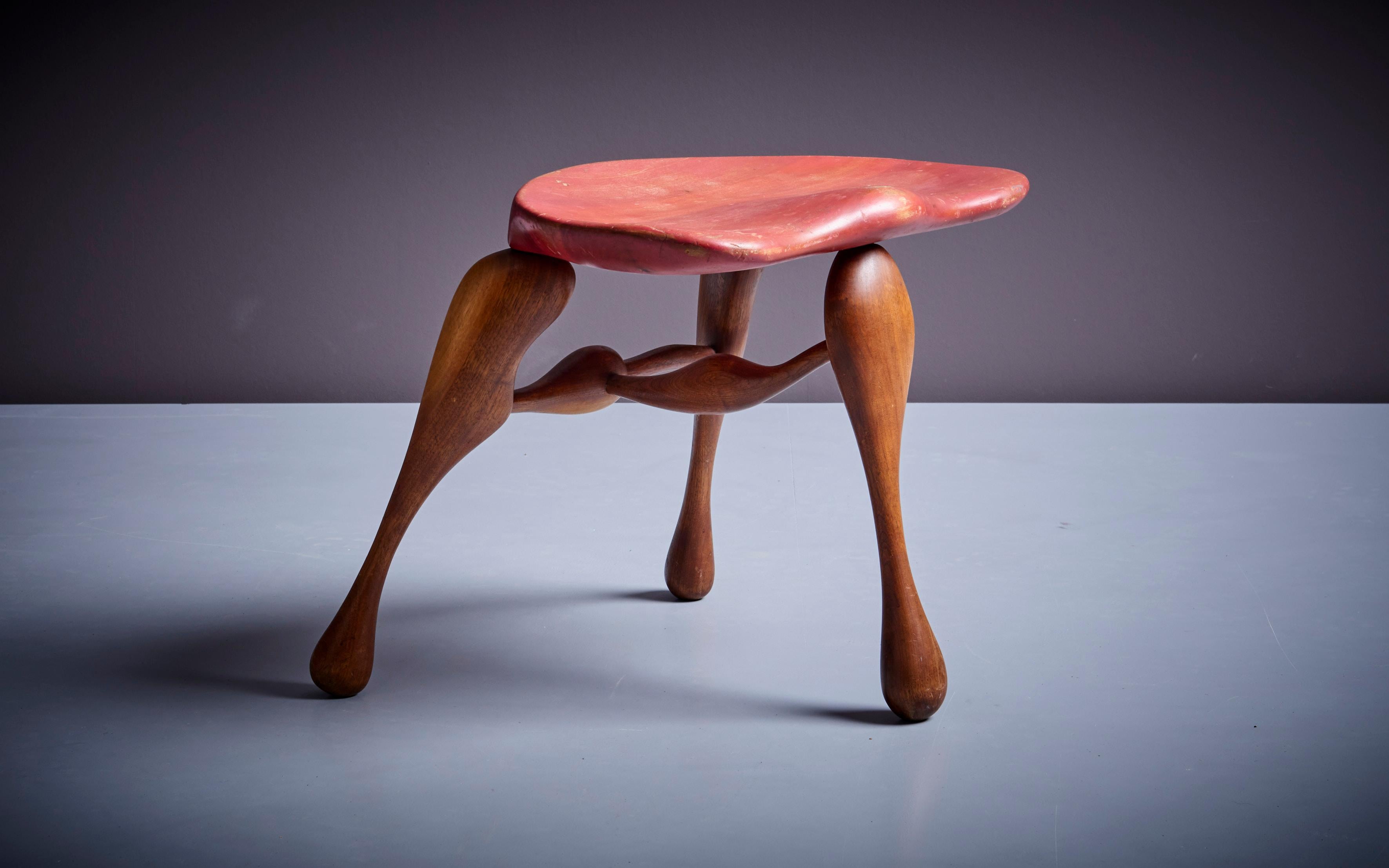 Late 20th Century Studio Craft Wooden Stool by Ron Curtis, US, 1980 For Sale