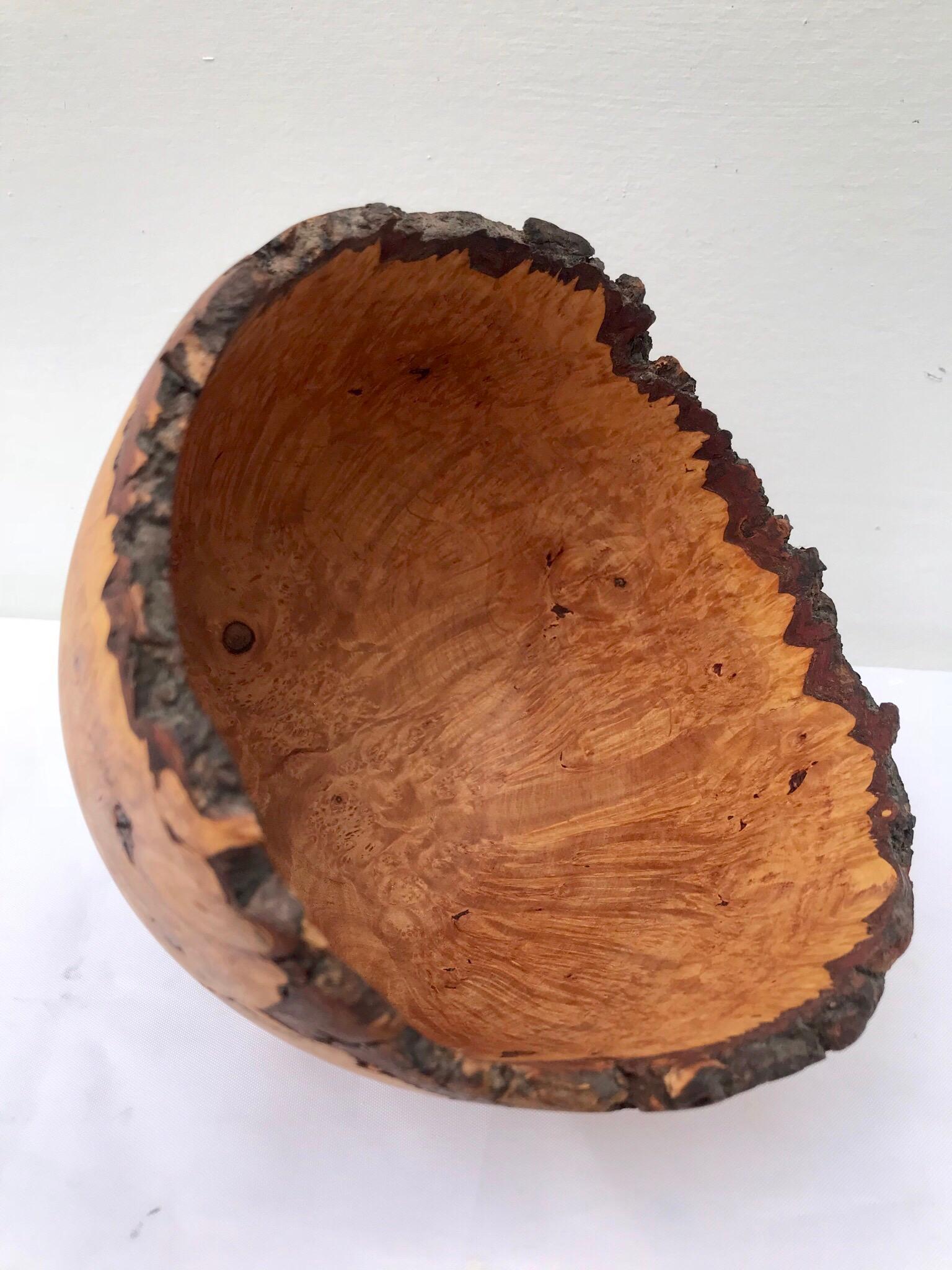 Turned Studio Crafted Burl Wood Bowl by O.H. Booth For Sale