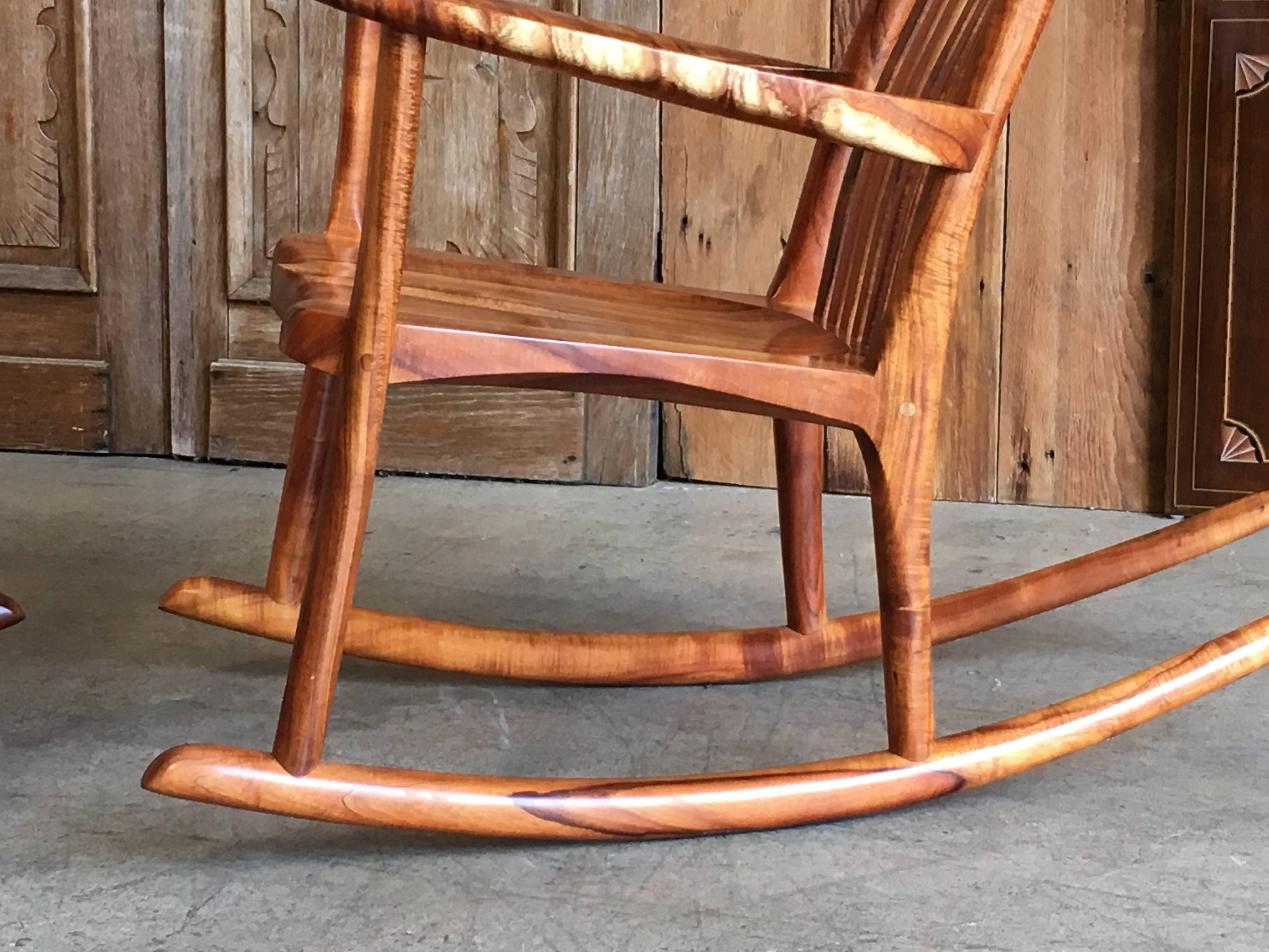 20th Century Studio Crafted Koa Wood Rocking Chairs by Stan Gollaher