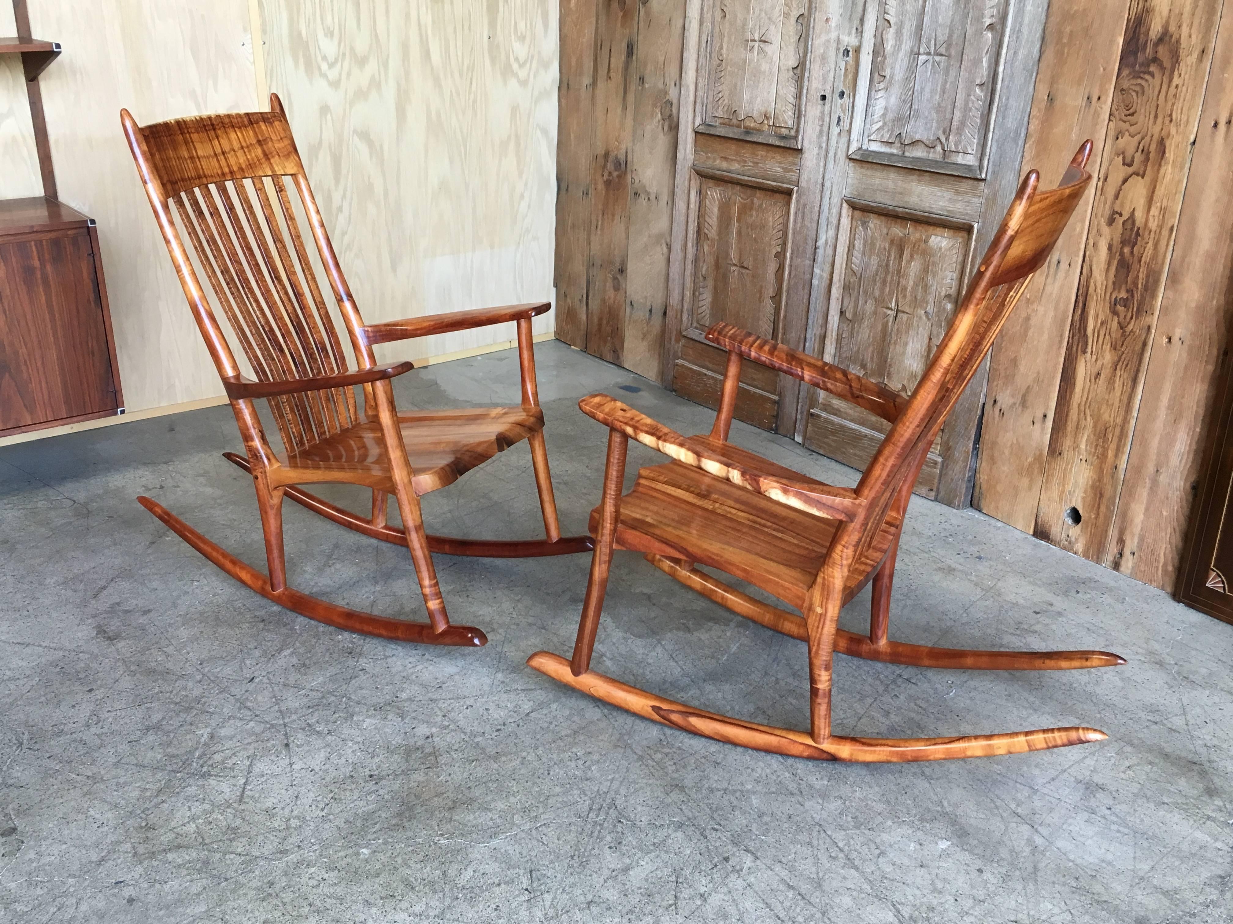 Studio Crafted Koa Wood Rocking Chairs by Stan Gollaher 1