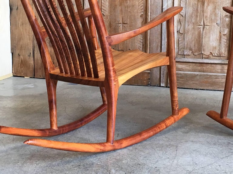 Studio Crafted Koa Wood Rocking Chairs by Stan Gollaher at 1stDibs