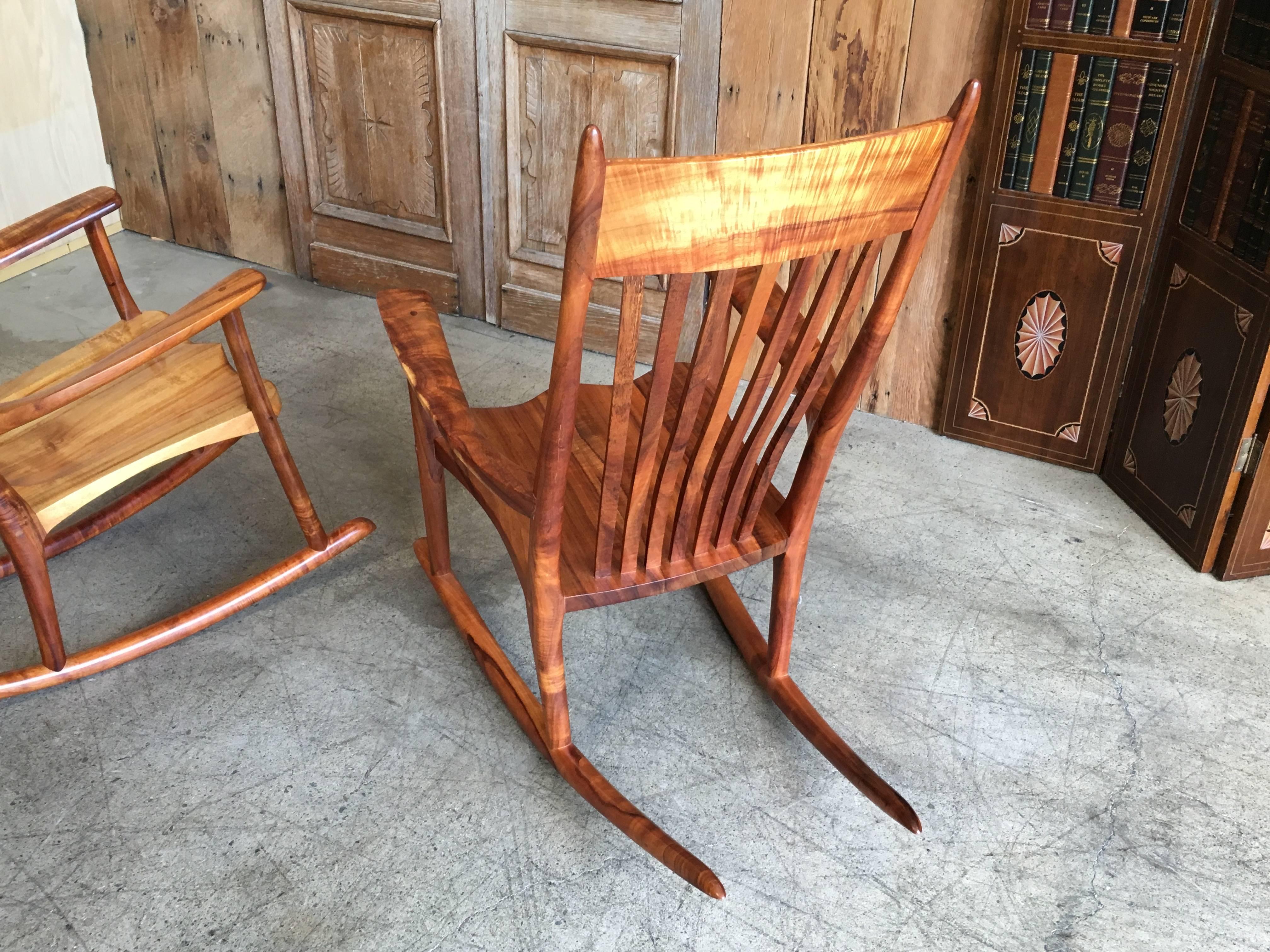 Studio Crafted Koa Wood Rocking Chairs by Stan Gollaher 3