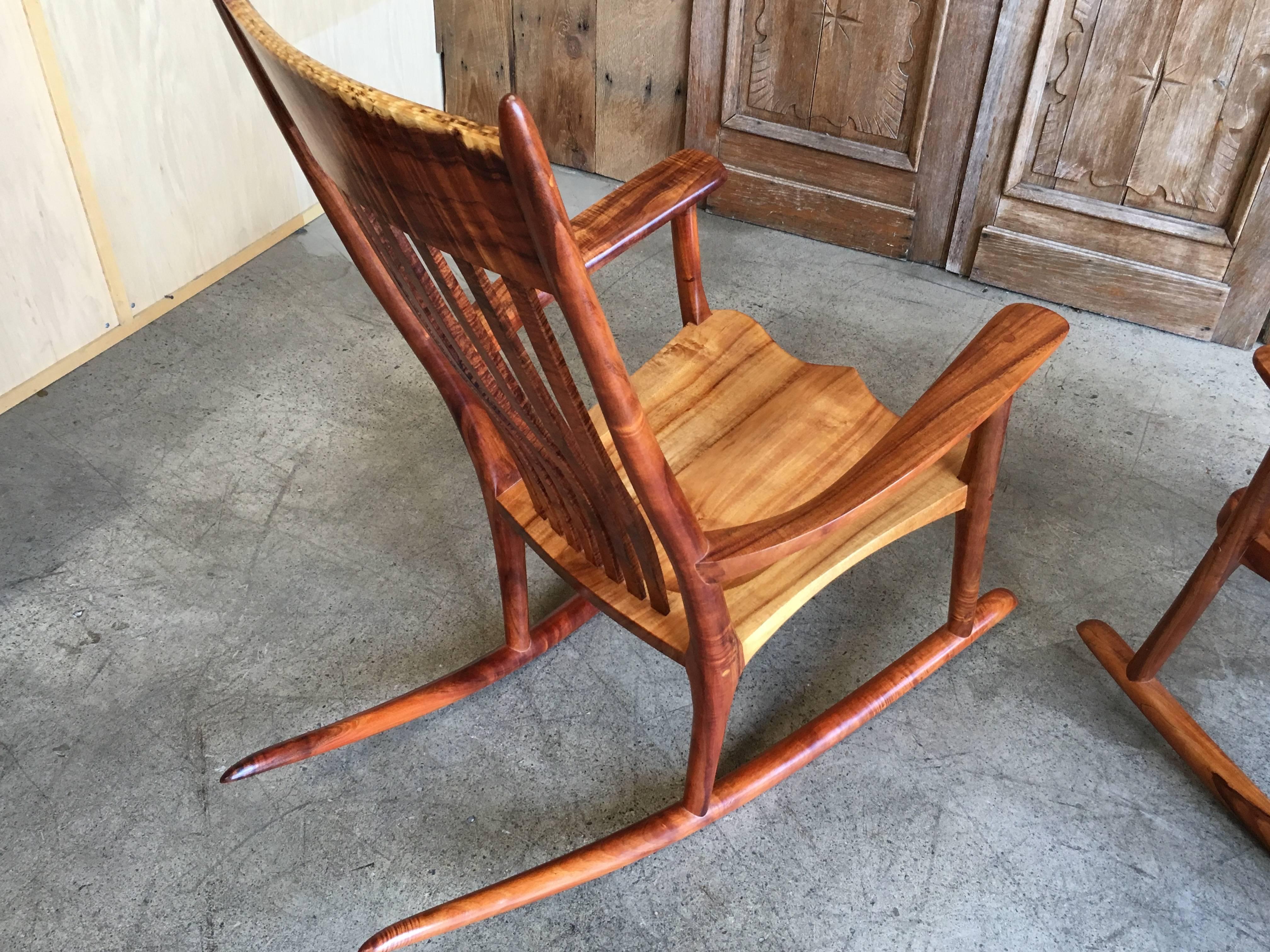 Studio Crafted Koa Wood Rocking Chairs by Stan Gollaher 4