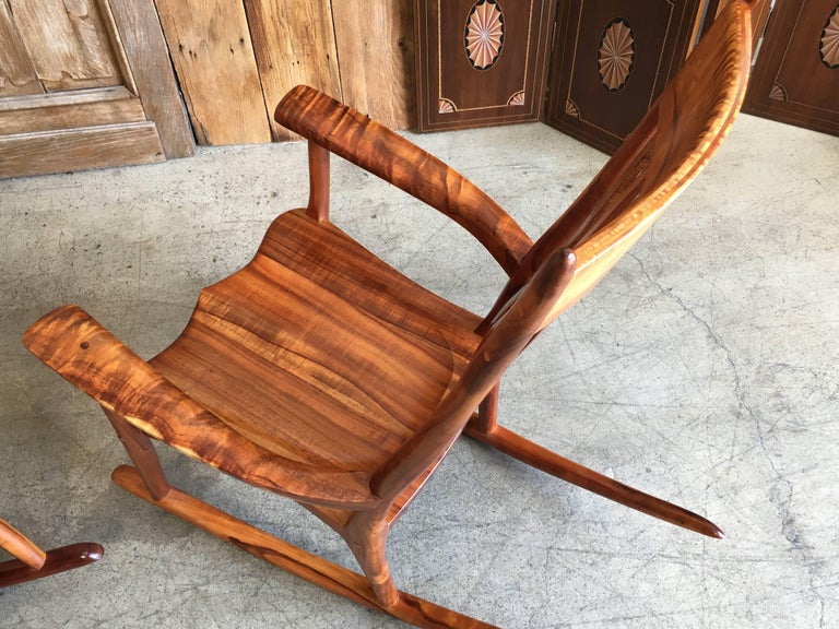 Studio Crafted Koa Wood Rocking Chairs by Stan Gollaher at 1stDibs
