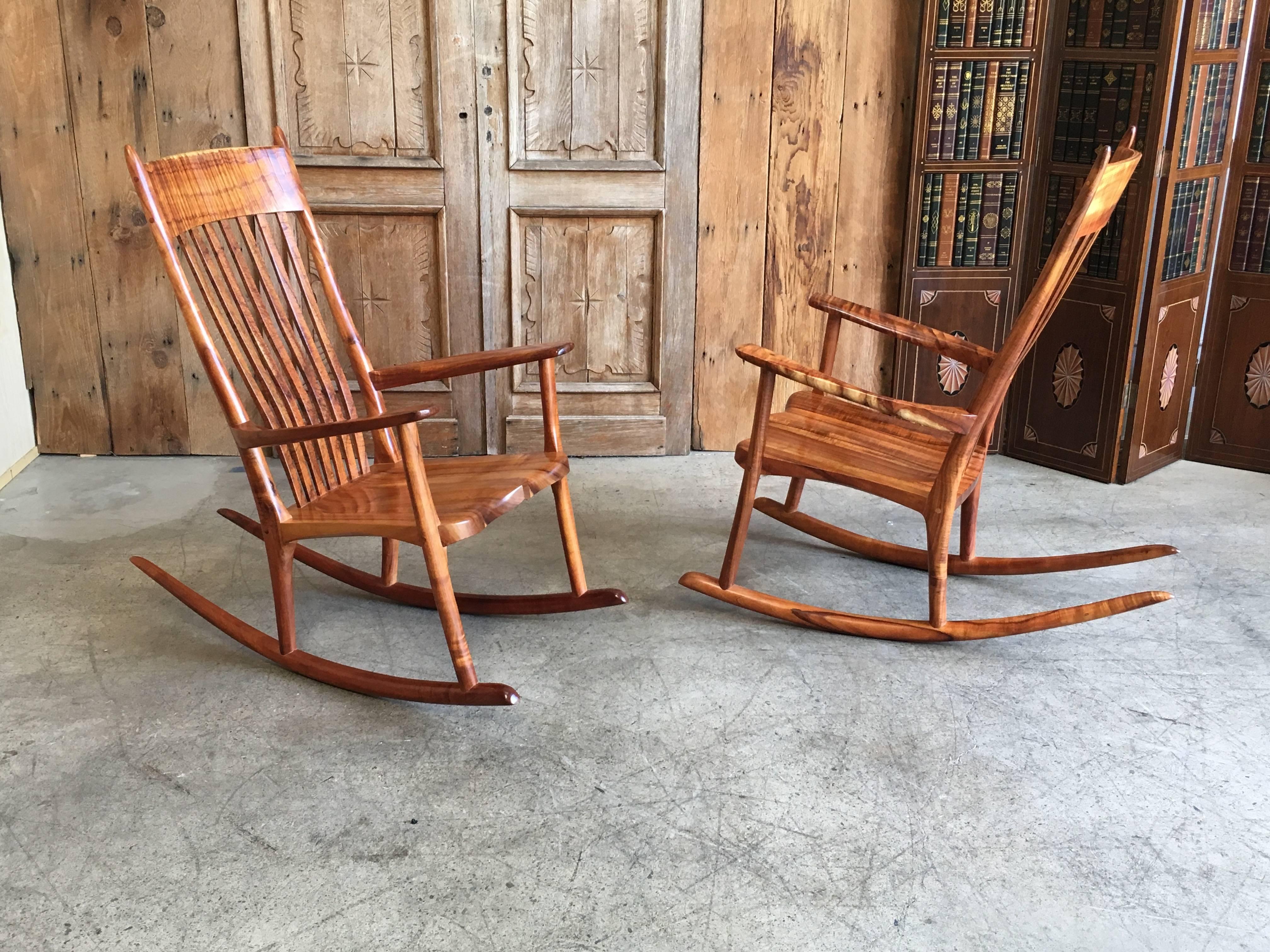 Studio Crafted Koa Wood Rocking Chairs by Stan Gollaher 9