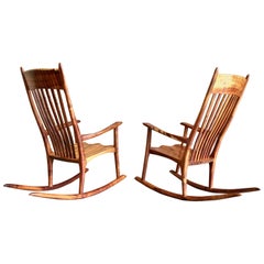 Vintage Studio Crafted Koa Wood Rocking Chairs by Stan Gollaher