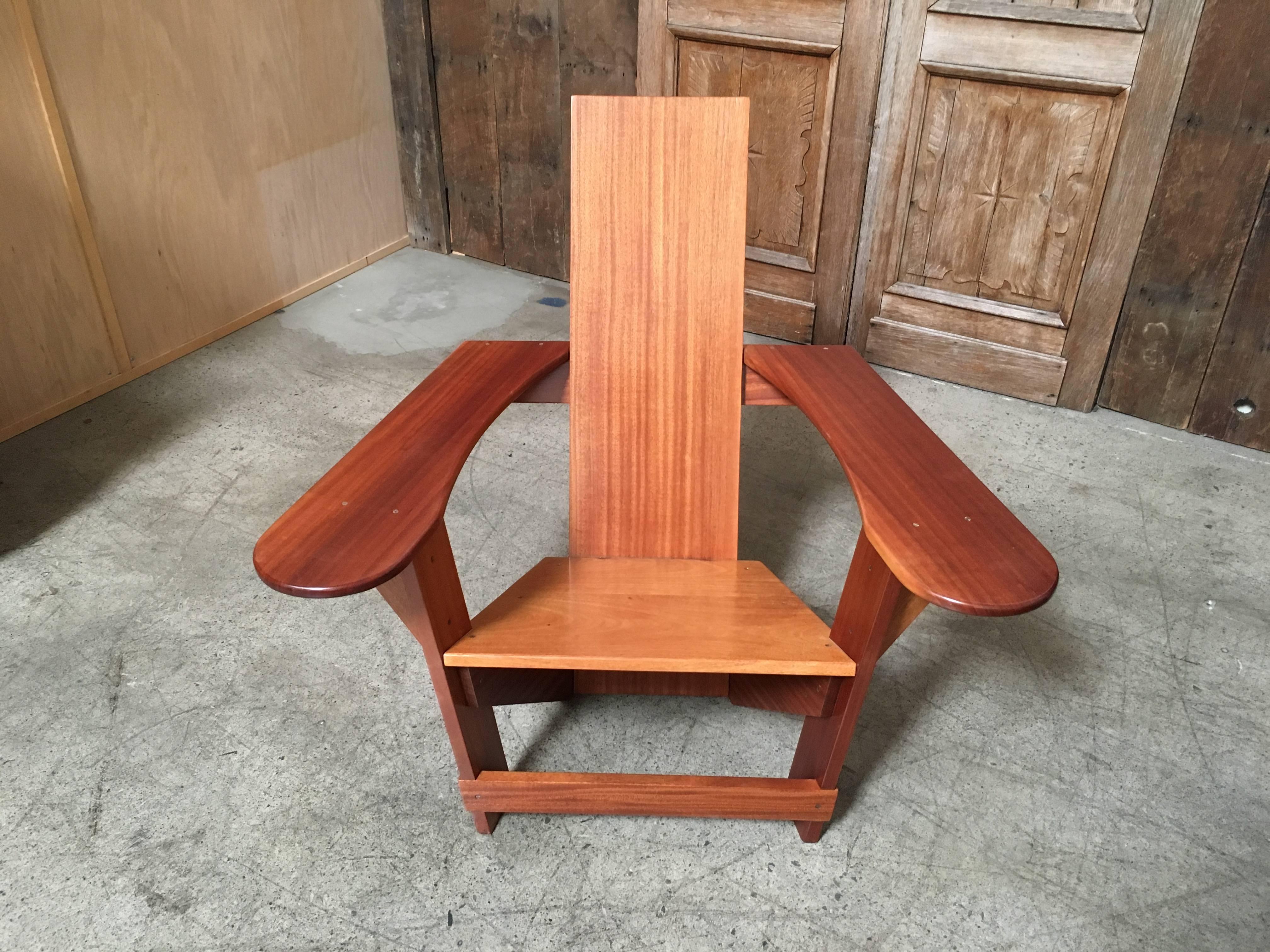 Mid-Century Modern Studio Crafted Mahogany Adirondack Chair