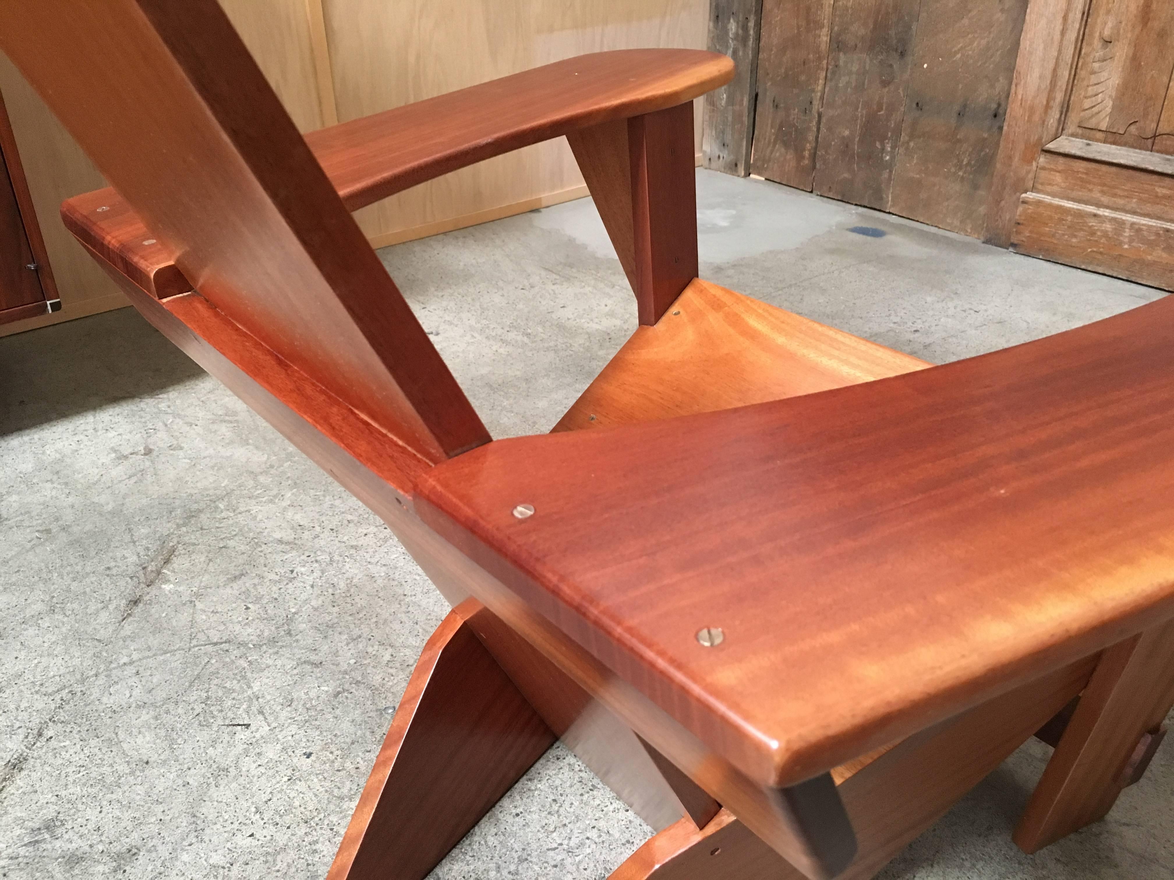 20th Century Studio Crafted Mahogany Adirondack Chair