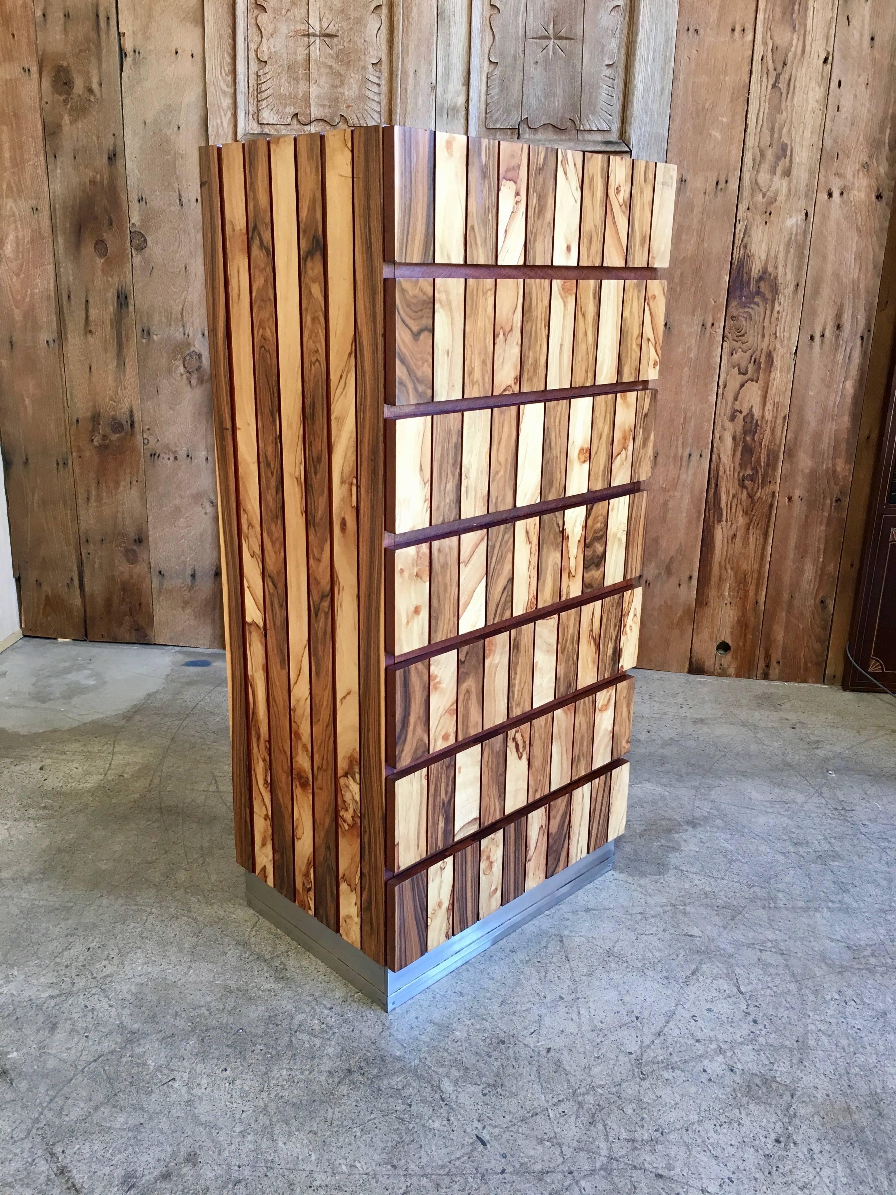Organic Modern Studio Crafted Mixed Wood Highboy Dresser