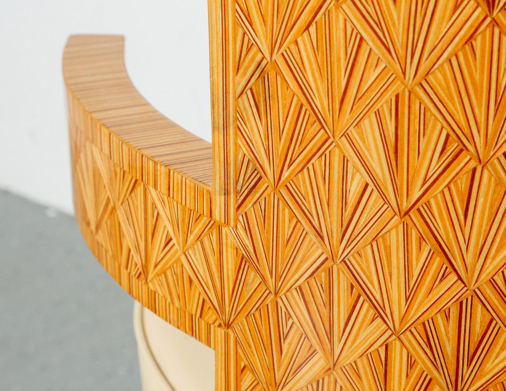 Studio-Crafted Postmodern Barrel Chairs with Inlaid Details 7