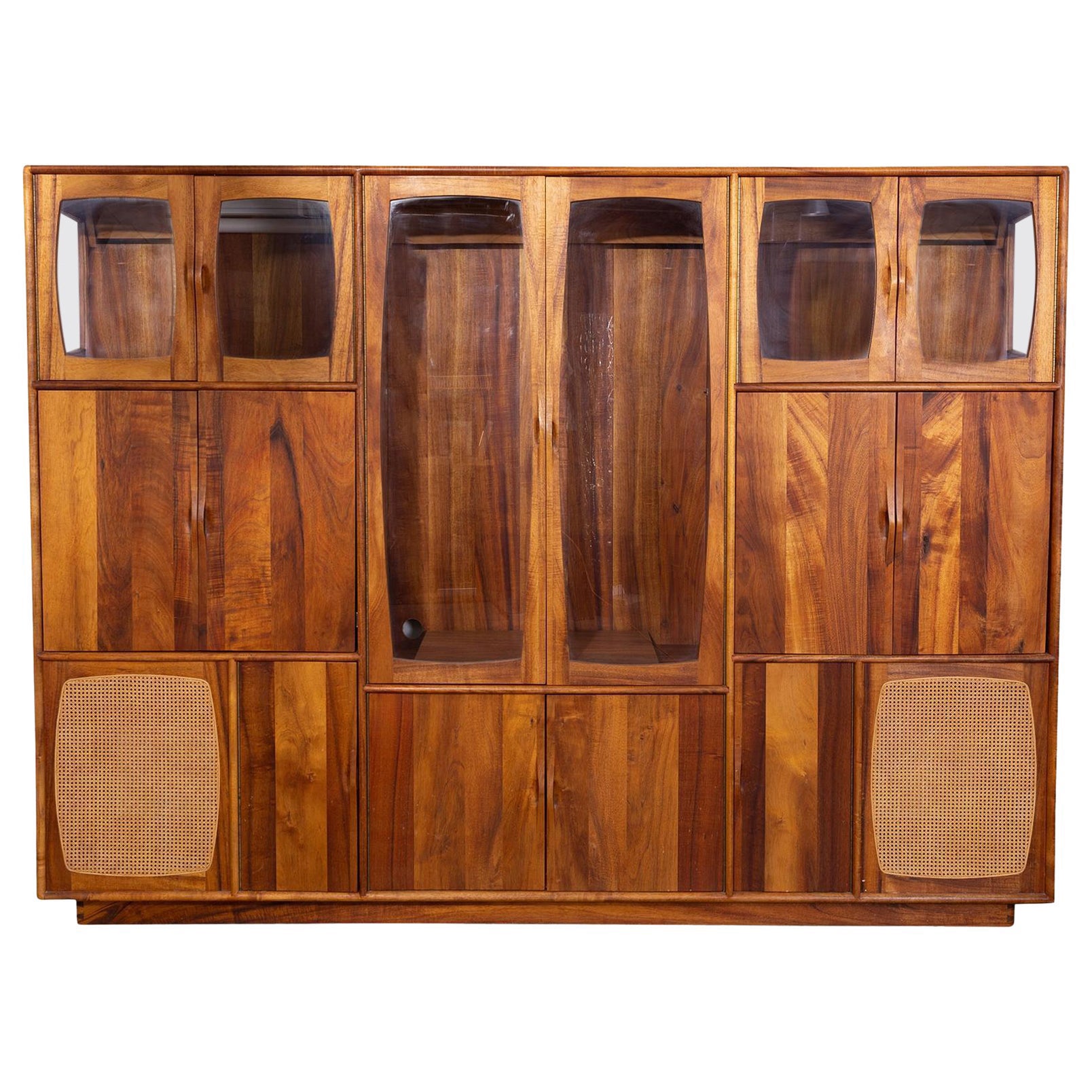 Studio Crafted Wall Unit in Solid Walnut For Sale