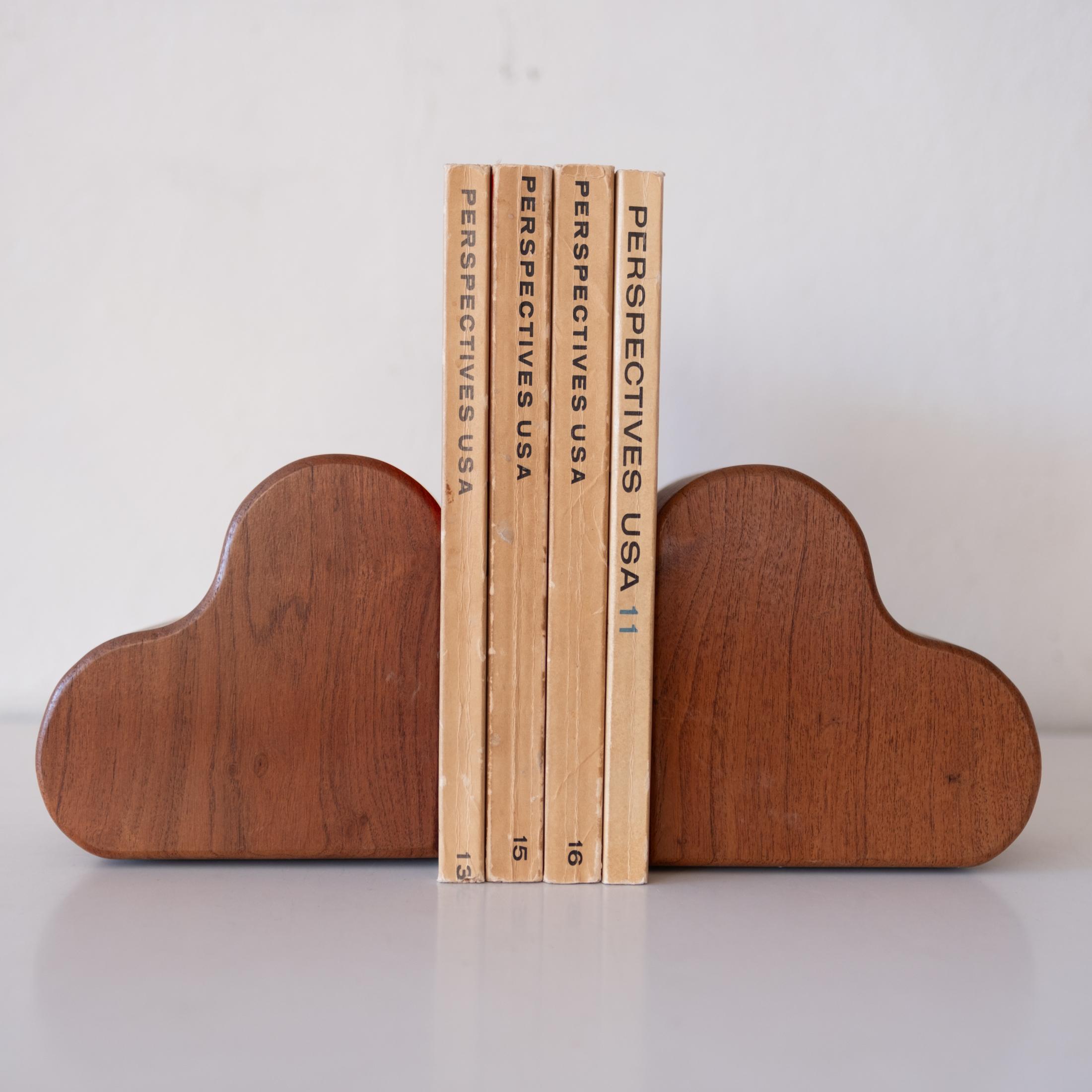 Mid-Century Modern Studio Crafted Wood Heart Bookends  For Sale