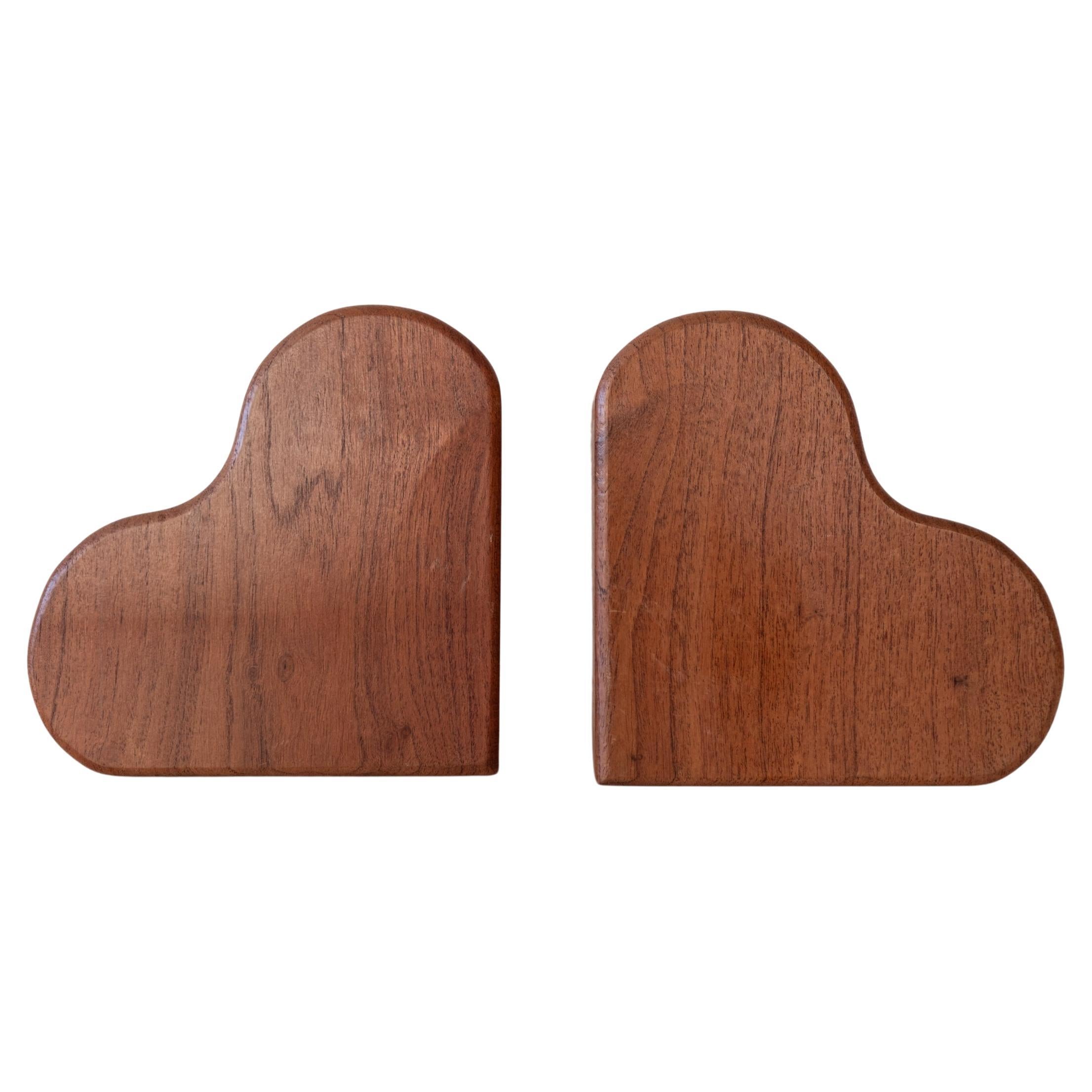 Studio Crafted Wood Heart Bookends  For Sale
