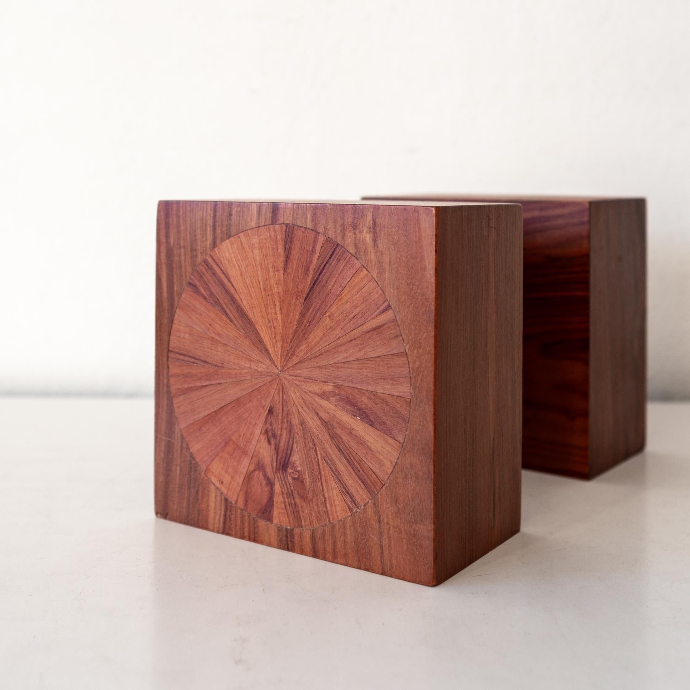 Studio Crafted Wood Marquetry Bookends by Jere Osgood For Sale 4