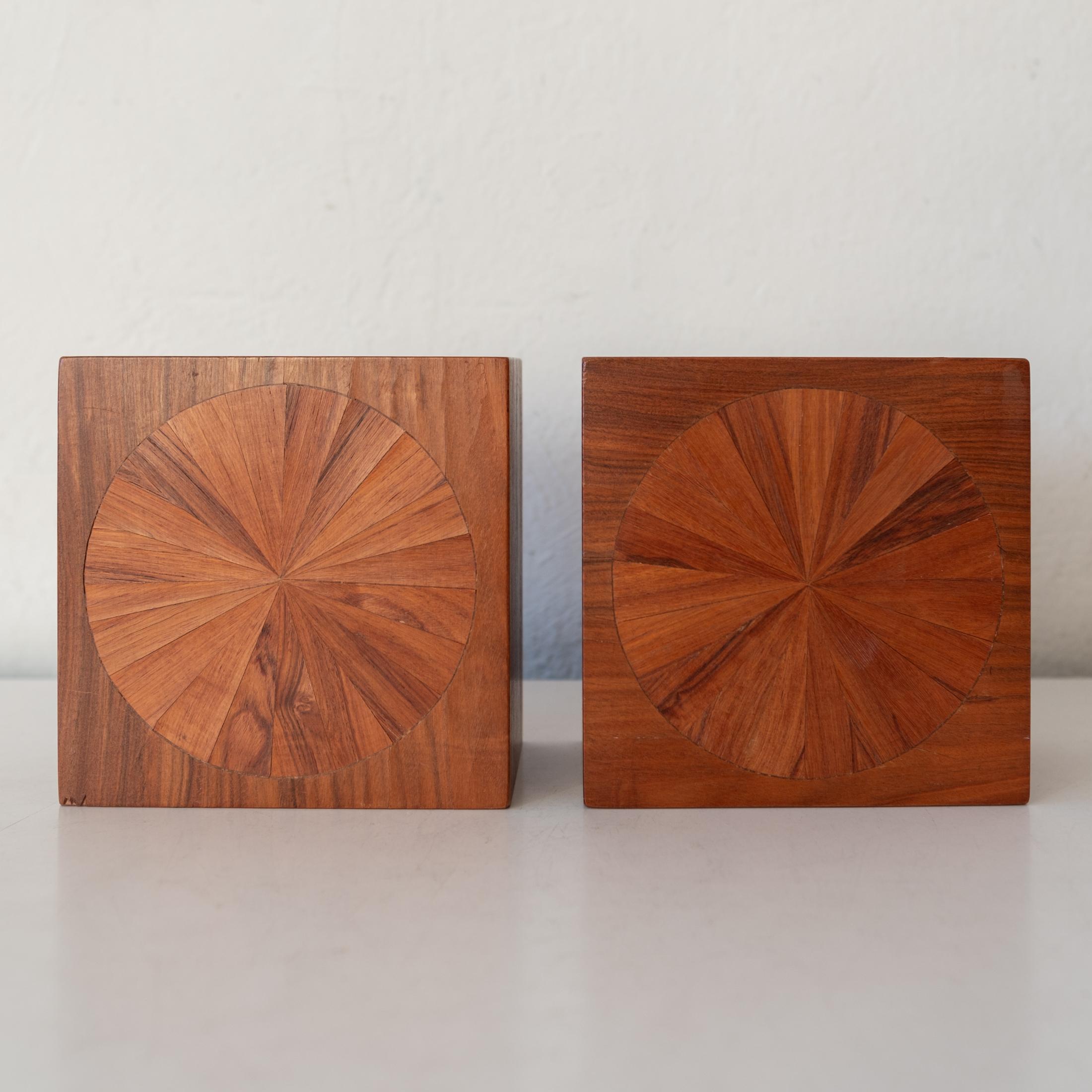 Studio Crafted Wood Marquetry Bookends by Jere Osgood For Sale 5