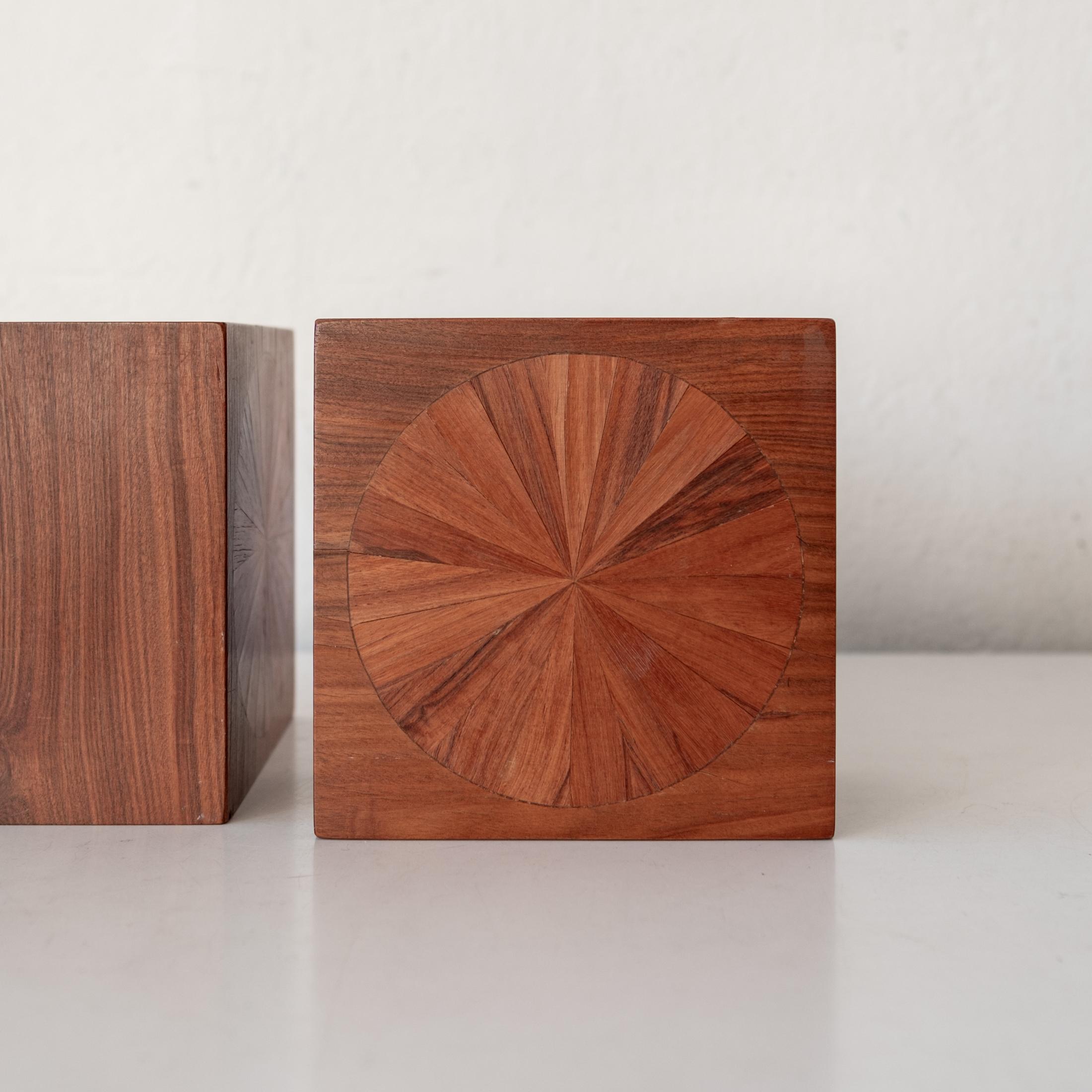Late 20th Century Studio Crafted Wood Marquetry Bookends by Jere Osgood For Sale